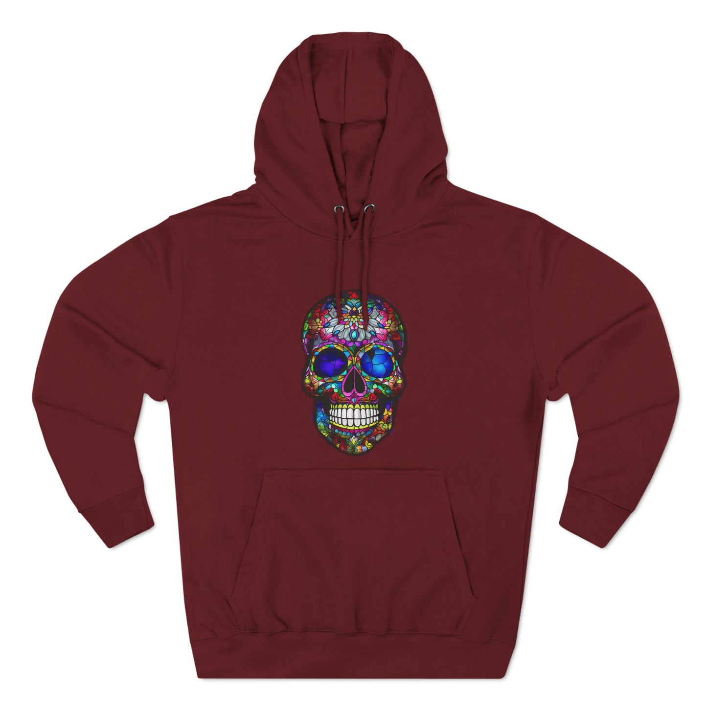 Unique Gift for the person (or yourself) who has wants to stand out in a crowd! Stained Glass Sugar Skull.  Unisex Premium Pullover Hoodie.