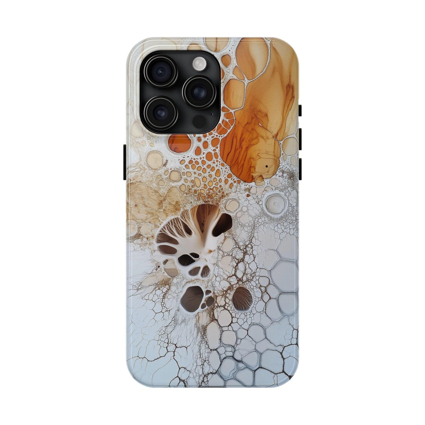 Abstract Fungal Inspired Phone Cases, Tough Samsung iPhone Cover, White Orange Brown Art Design