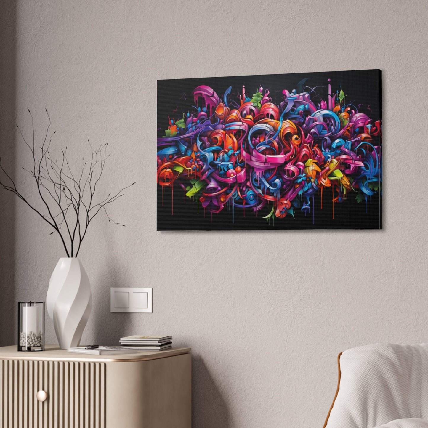 Unique College Dorm or New Apartment Wall Art | Multi-colored Graffiti Style print 2. Ai generated.