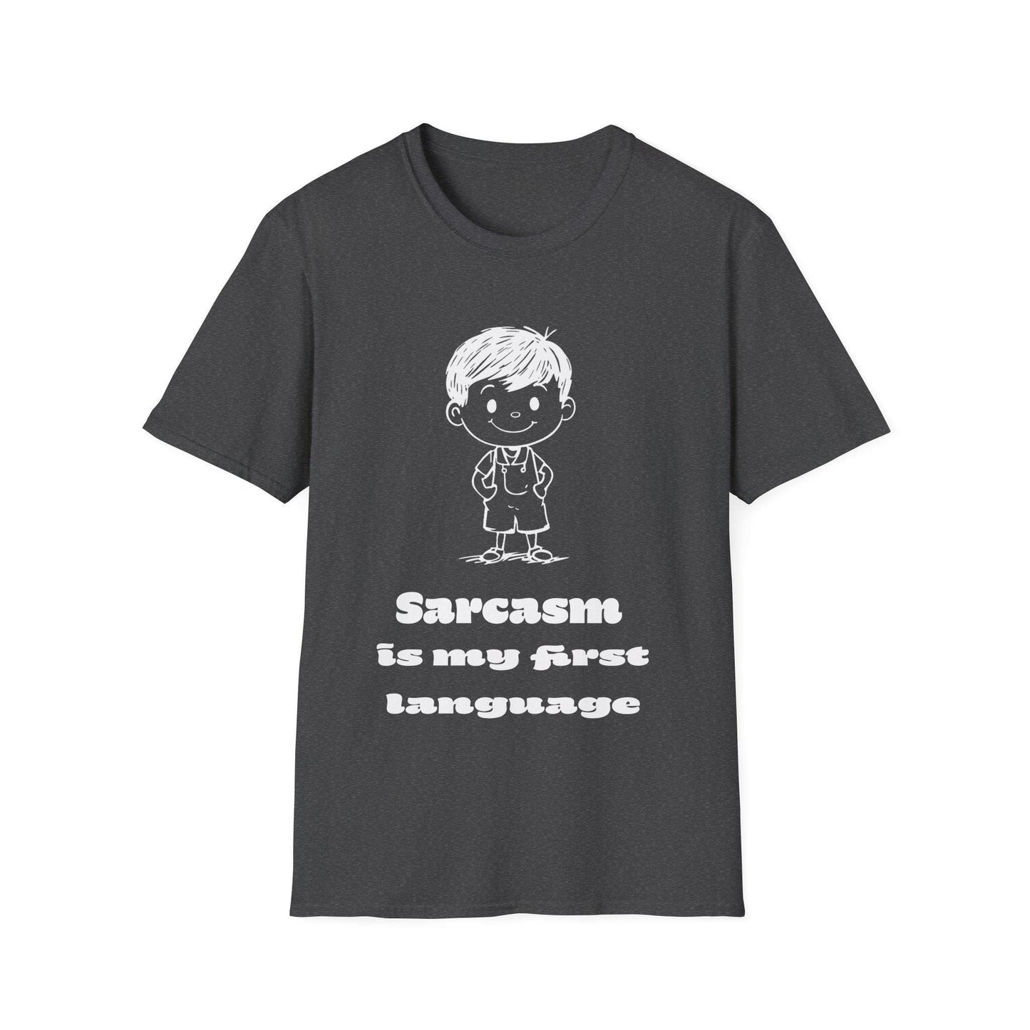 Cartoon Kid Unisex Softstyle T-Shirt, Sarcasm Is My First Language, Funny Graphic Tee, Sarcastic Shirt, Humor Top, Gift for Joke Lovers