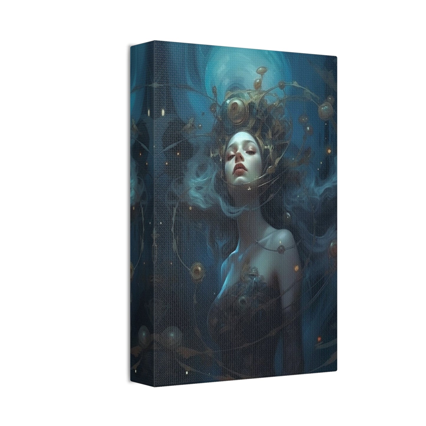 Unique College Dorm or New Apartment Wall Art | Dreamy picture of a girl who is one with the universe. Ai generated digital painting.