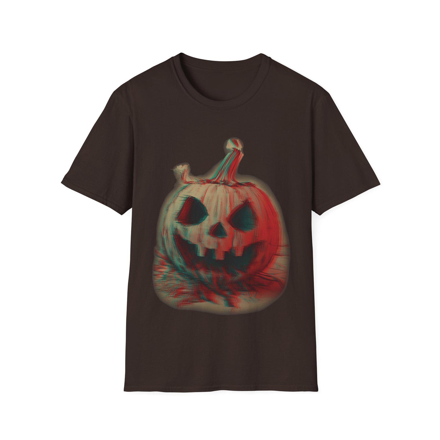 Anaglyph Pumpkin T-Shirt - Creepy Halloween Cotton Tee - Bold Graphic Shirt for Halloween Lovers! Creepy and A bit off for fall.