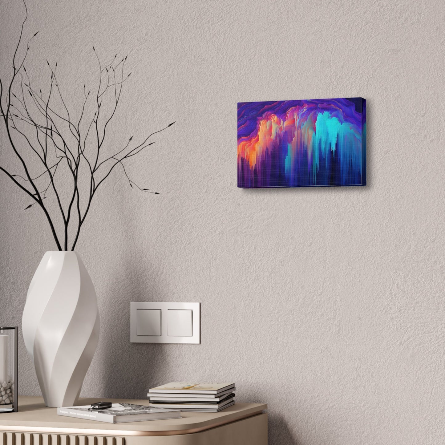 Unique College Dorm, Home or Apartment Wall Art | Teal, Purple, and Orange Pixel Drift Art. Ai generated.