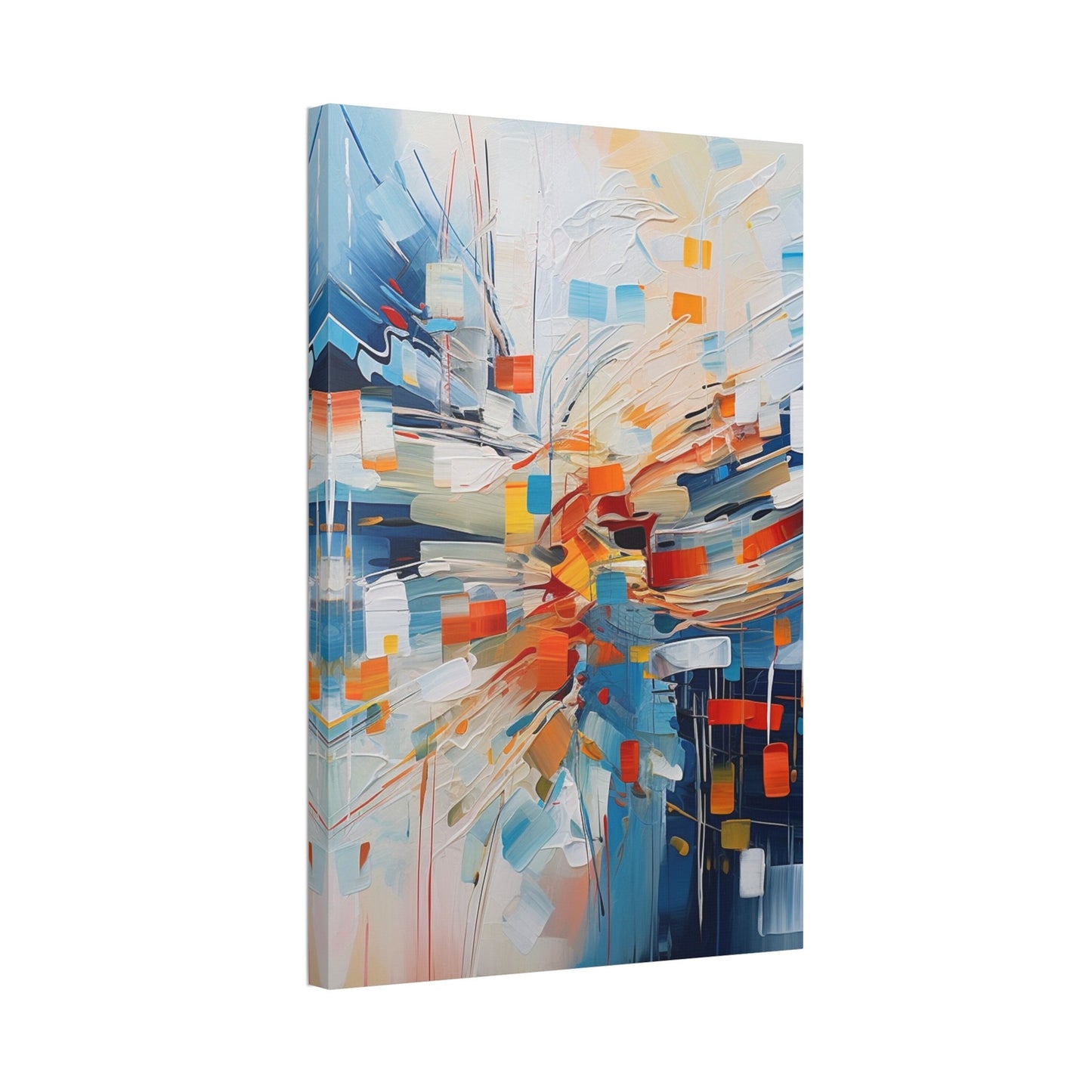 Unique wall art for college apartments or new homes | Abstract Textured Painting Print of White Noise with Red, Blue, and Orange  | Ai Art