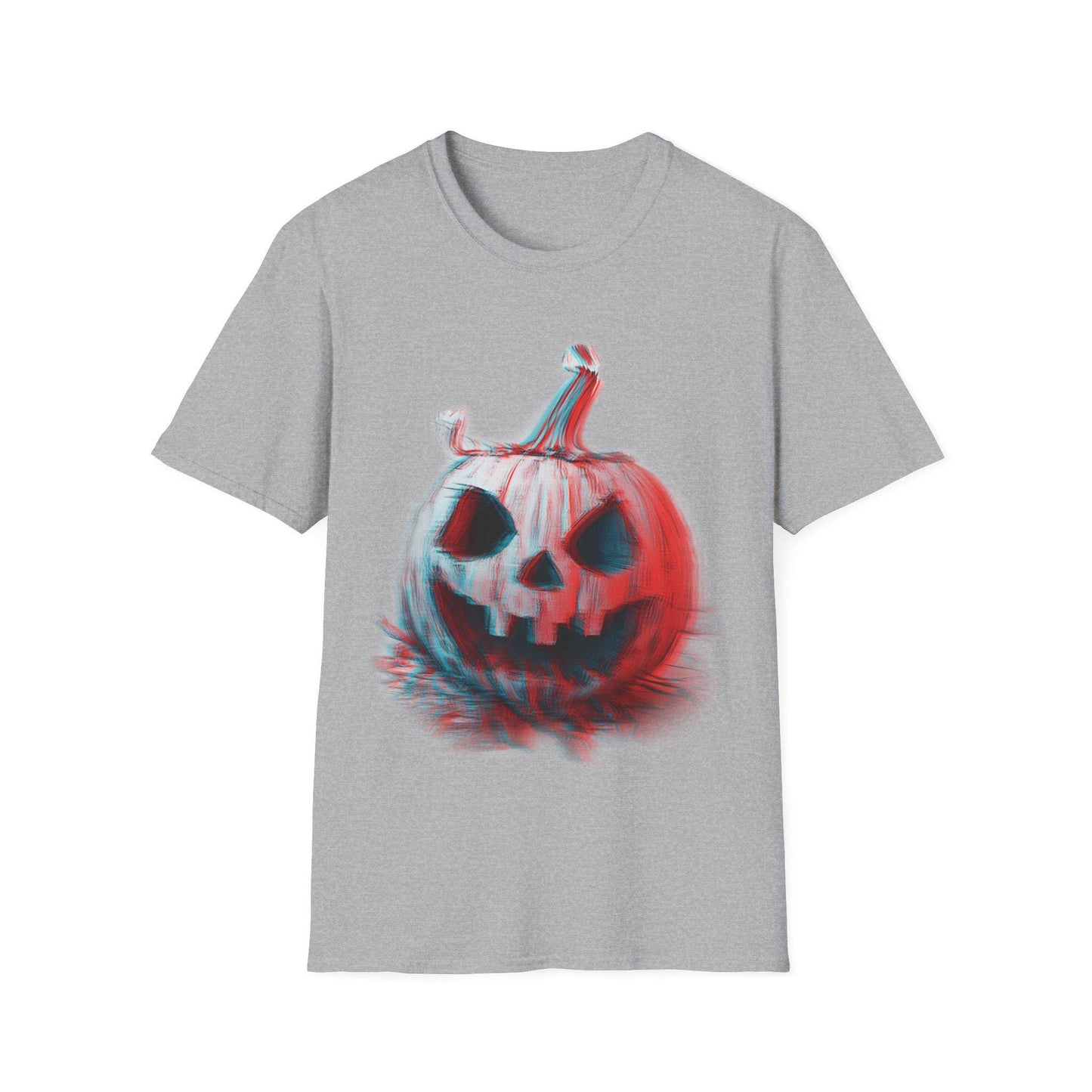 Anaglyph Pumpkin T-Shirt - Creepy Halloween Cotton Tee - Bold Graphic Shirt for Halloween Lovers! Creepy and A bit off for fall.