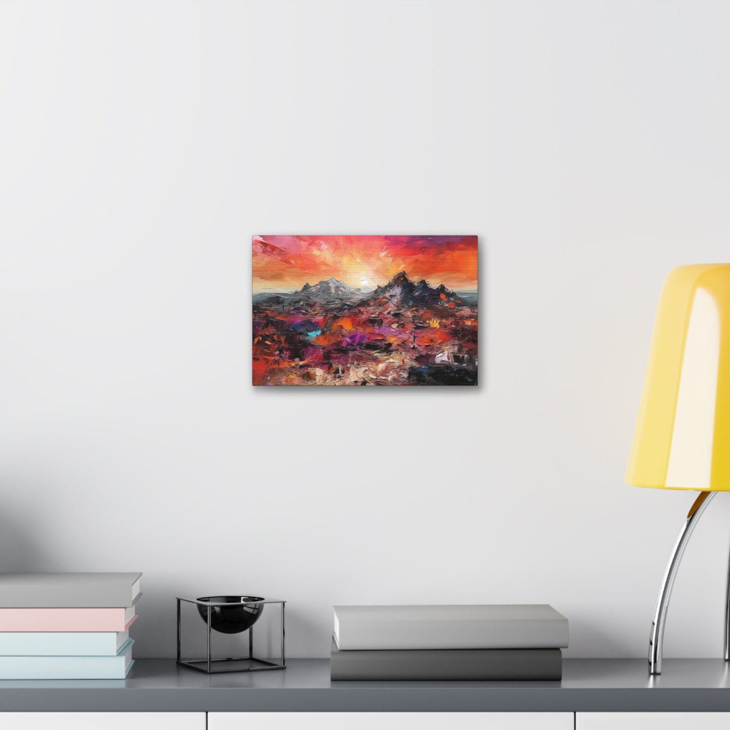 Vibrant Abstract Desert Sunset Wall Art | Canvas Print for Home Decor. Organic Texture Painting, Modern Chic Artwork. Dorm or Apartment Art.