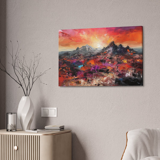 Vibrant Abstract Desert Sunset Wall Art | Canvas Print for Home Decor. Organic Texture Painting, Modern Chic Artwork. Dorm or Apartment Art.