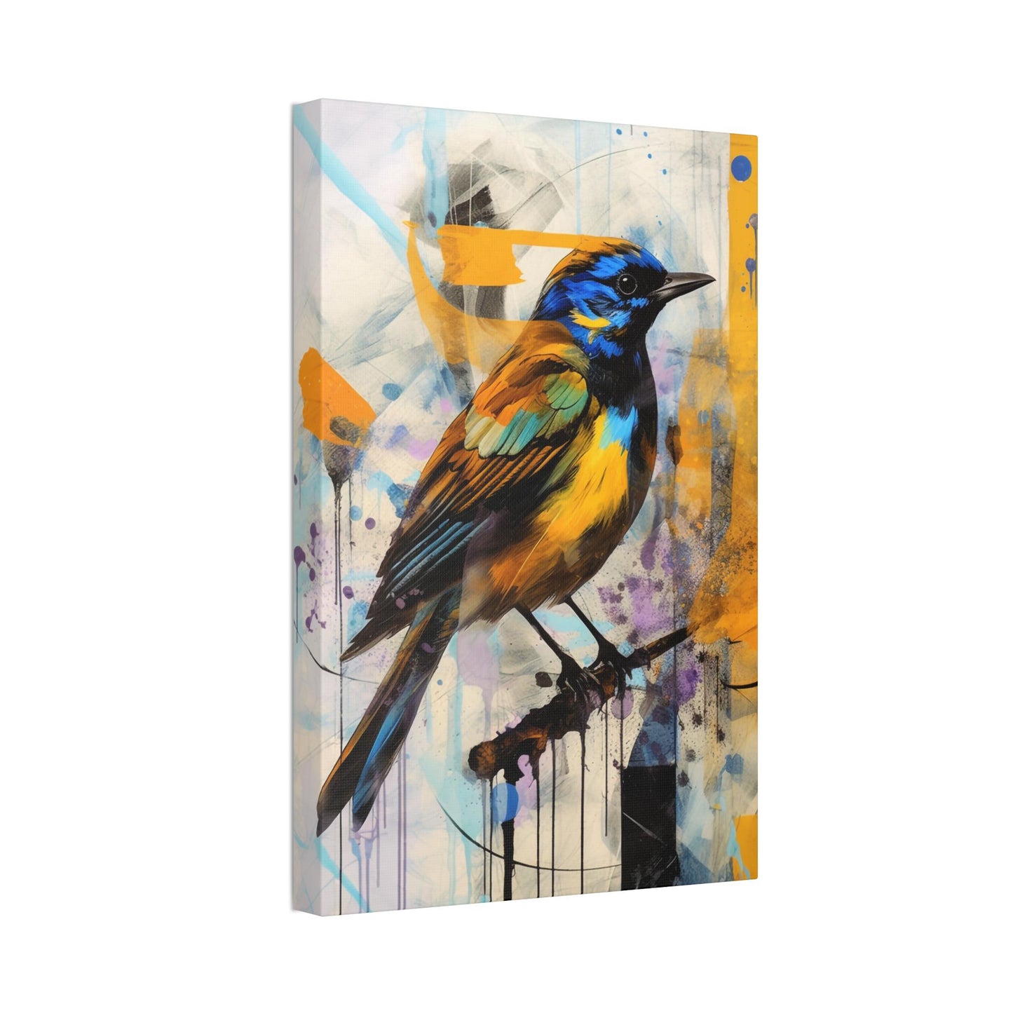 Canvas Stretched, Yellow Bird Painting, Abstract Artwork, Wall Decor, Home Gift, Bird Lover Gift, Nature Lover Gift, Wildlife Art