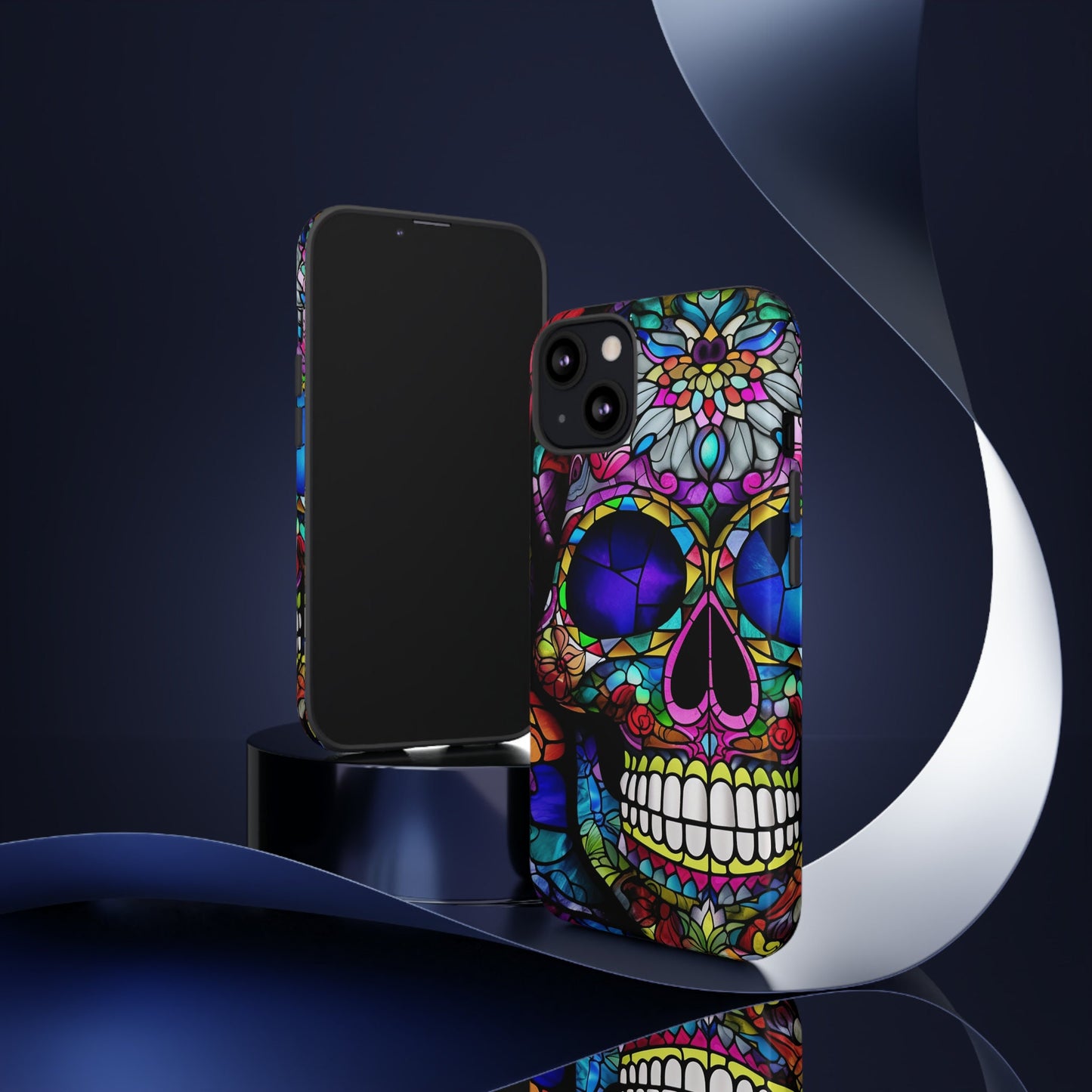 Perfect gift for the person that has it all. Help them stand out with this Stained Glass Sugar Skull (#1) iphone Tough Case. 4 Artists.