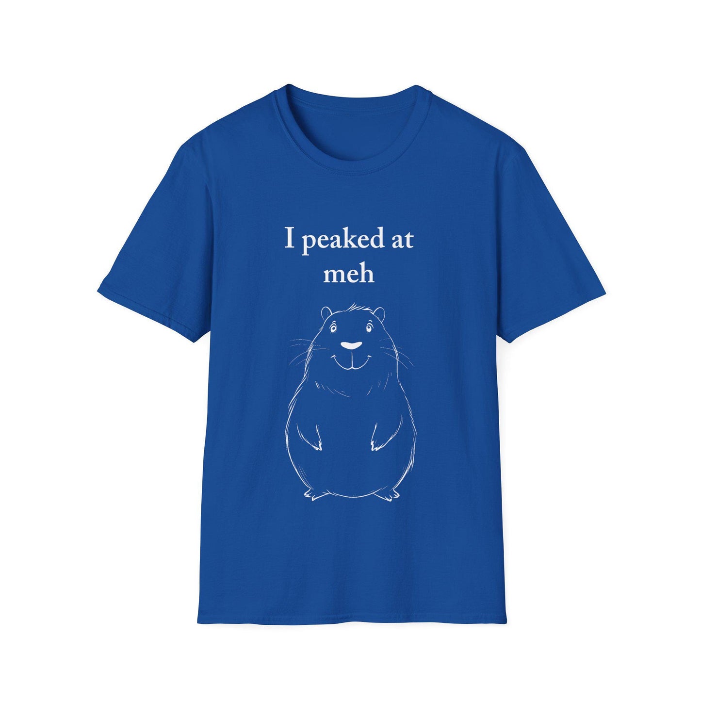 Capybara Line Drawing Unisex T-Shirt, Meh Graphic Tee, Sarcastic Cute Animal Quote, Simple Wildlife Top, Funny Clothing