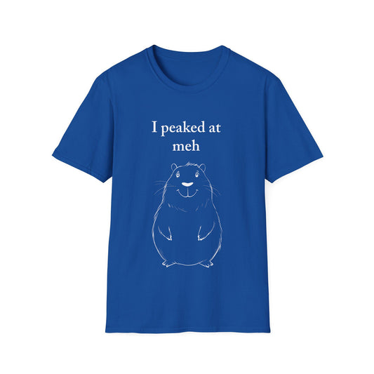 Capybara Line Drawing Unisex T-Shirt, Meh Graphic Tee, Sarcastic Cute Animal Quote, Simple Wildlife Top, Funny Clothing