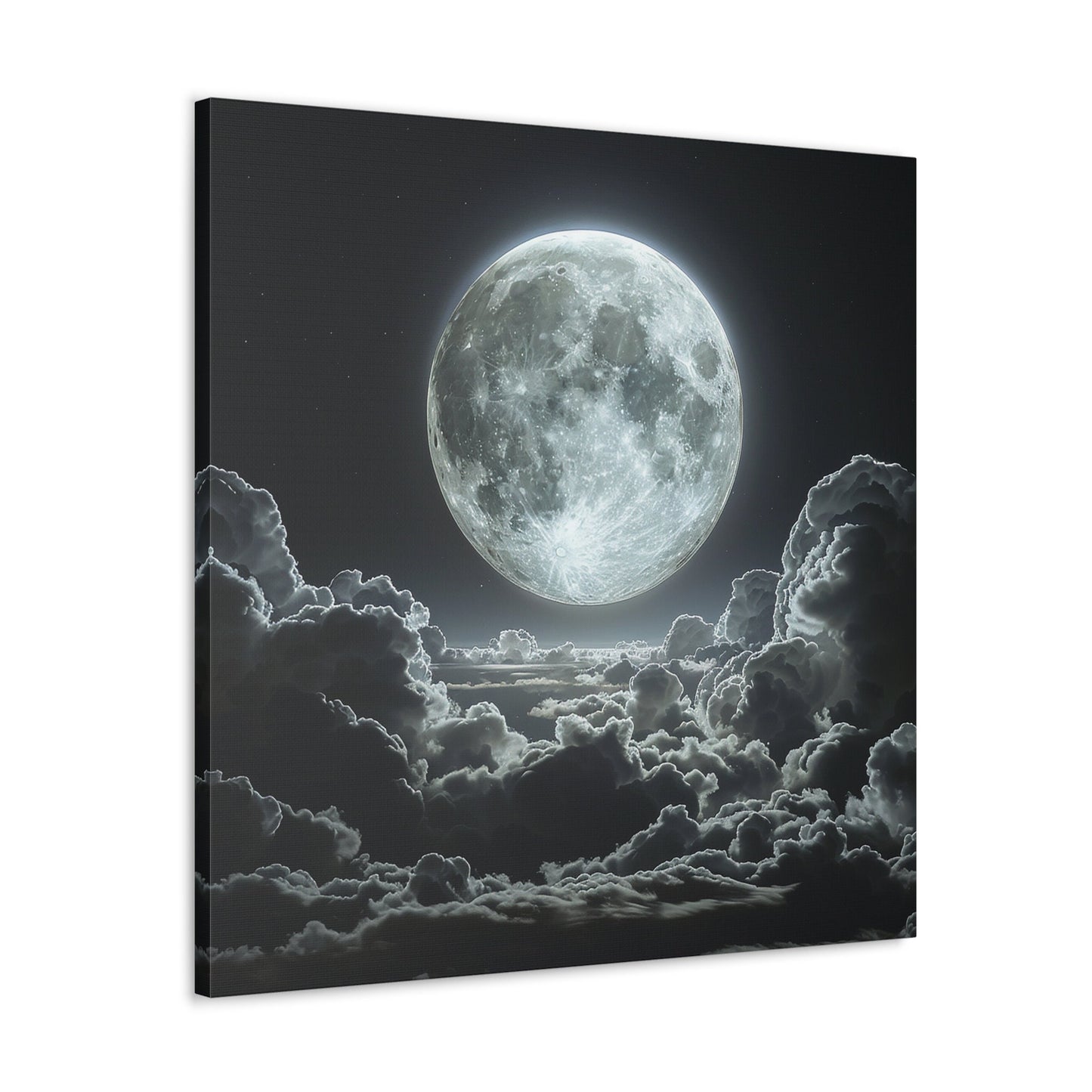 Unique Wall Art for your Home, Apartment or Dorm Room. Silver Full Moon in the Clouds Art, Home Decor.