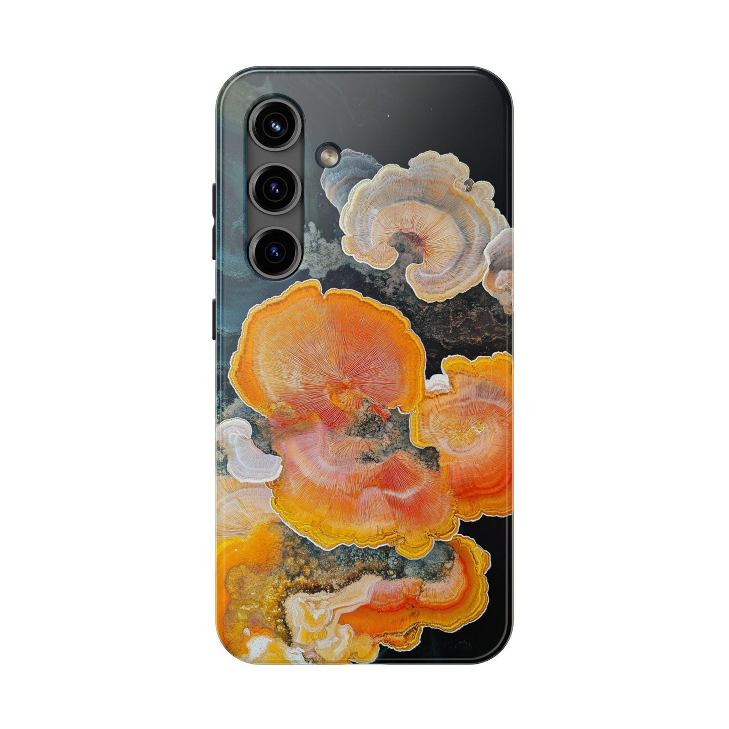 Abstract Fungal Inspired Phone Cases, Tough Samsung iPhone Cover, Yellow Blue Orange Art Design