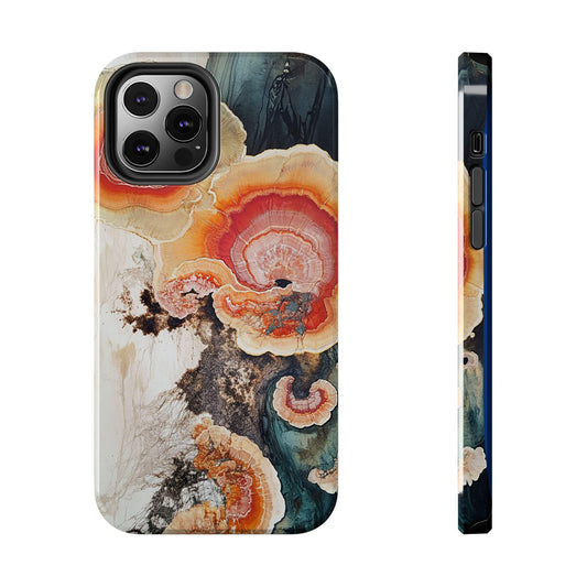 Abstract Fungal Inspired Phone Cases, Tough Samsung iPhone Cover, White Red Blue Orange Art Design