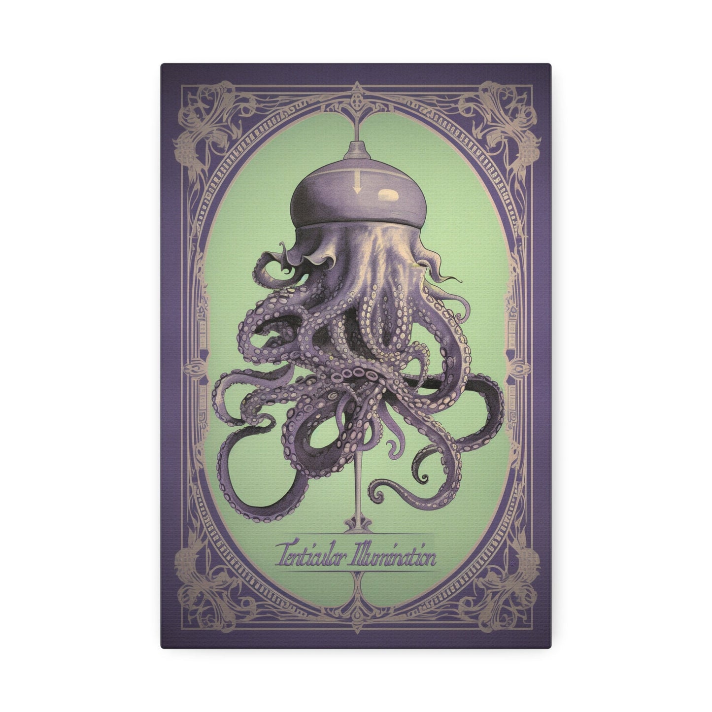 Unique College Dorm or New Apartment Wall Art | Art Nouveau liquor advertisement style print for an octopus light.  Ai generated.