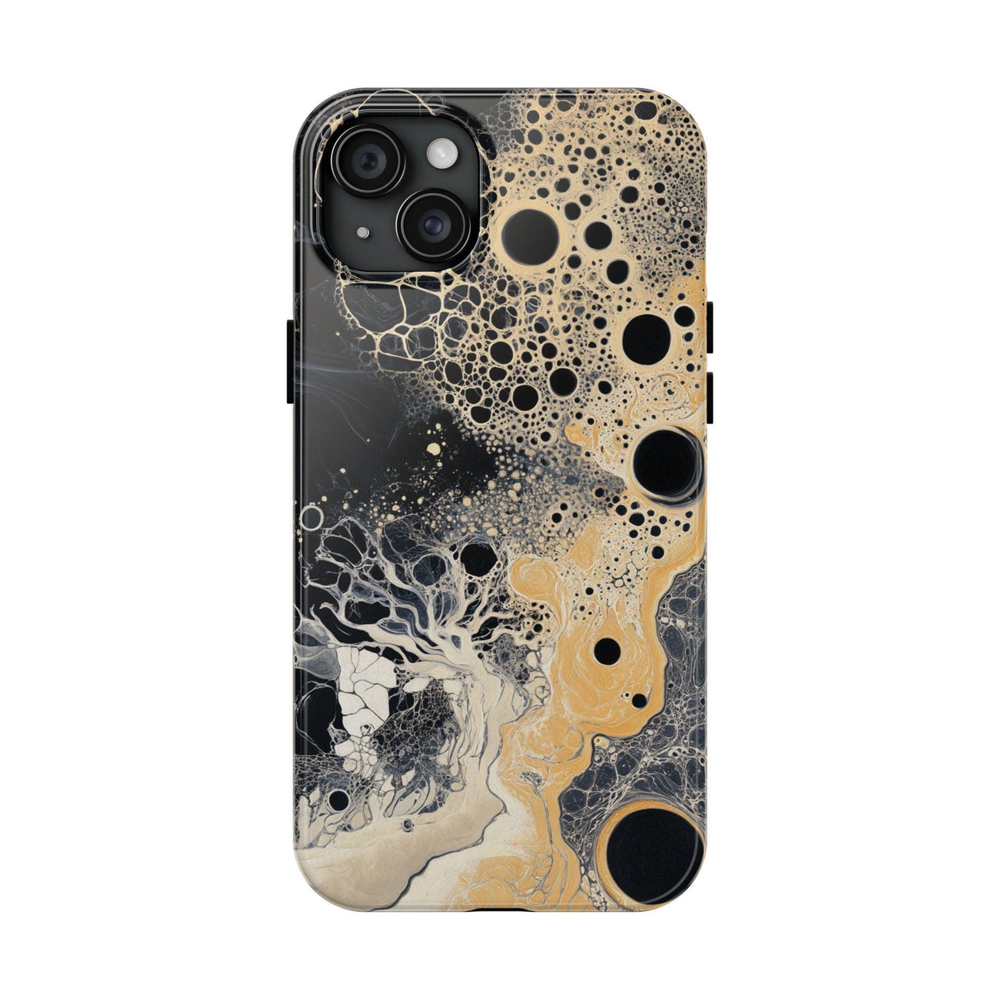 Abstract Fungal Inspired Phone Cases, Tough Samsung iPhone Cover, Black Yellow Art Design