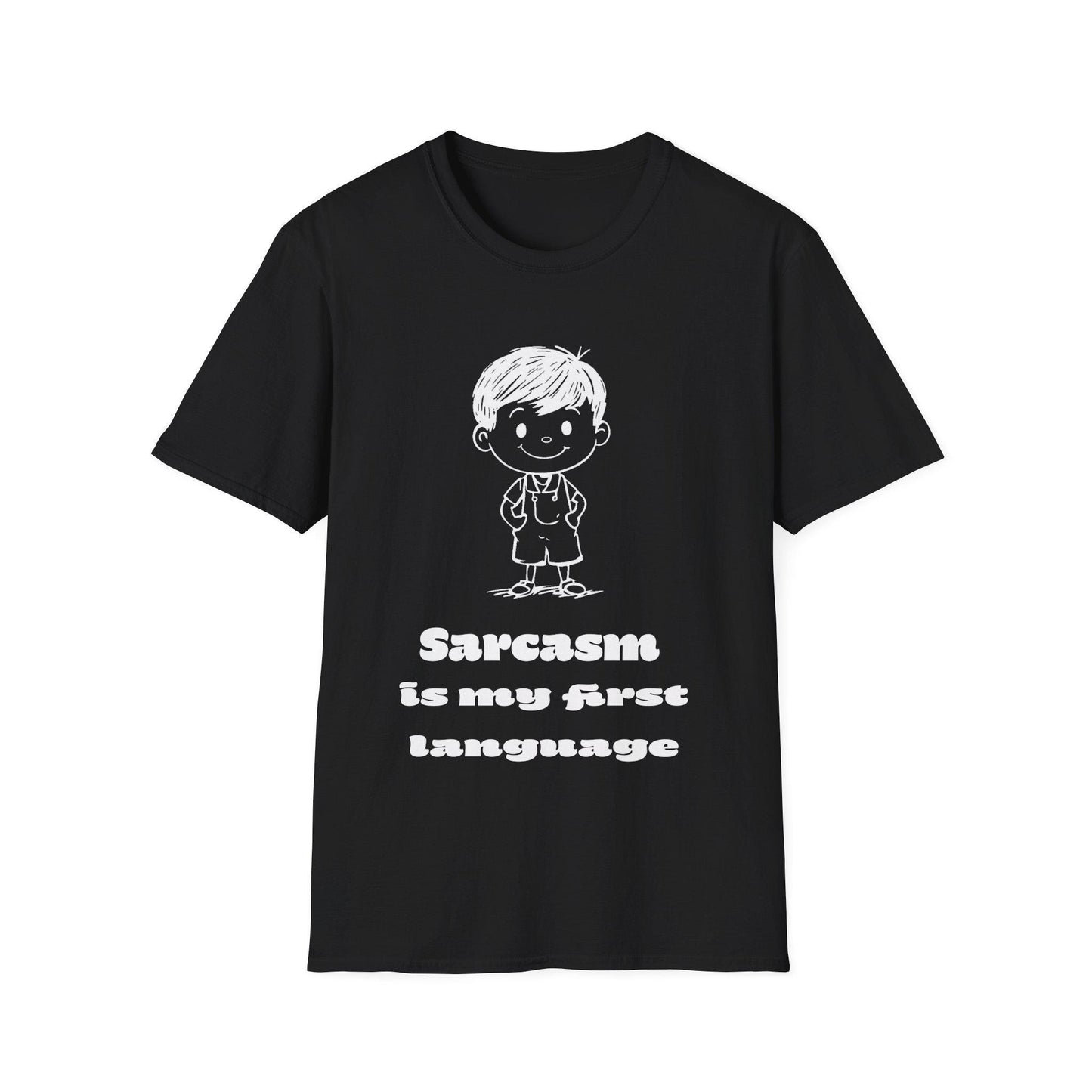 Cartoon Kid Unisex Softstyle T-Shirt, Sarcasm Is My First Language, Funny Graphic Tee, Sarcastic Shirt, Humor Top, Gift for Joke Lovers
