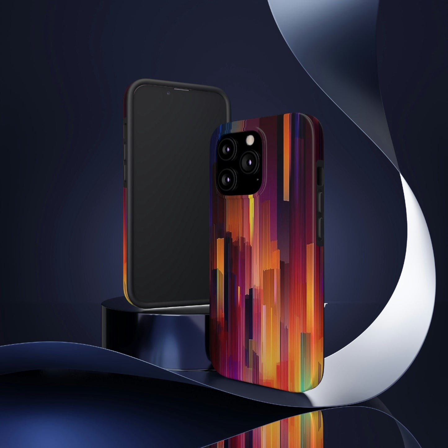 Abstract Multicolored Red, Orange, Purple, and Black Lines No.1 iPhone Tough Case | AI Art.