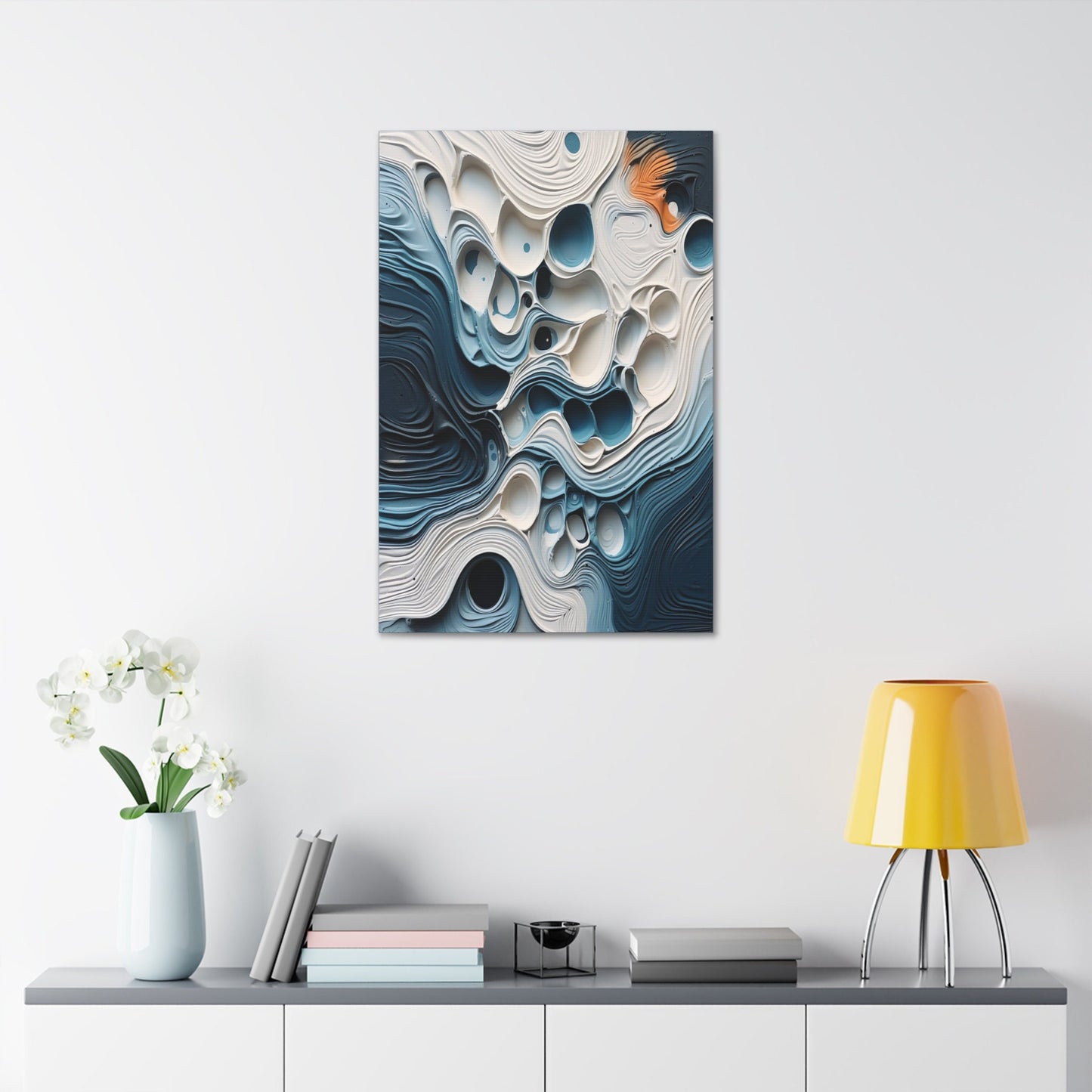Abstract Blue and White 3D Paper Art - Modern Wall Decor - Unique Geometric Design - Contemporary Home Decor