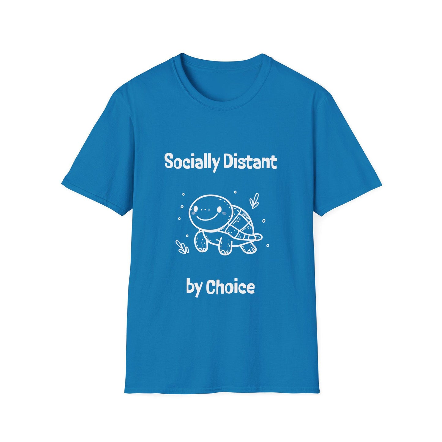 Cartoon Turtle Socially Distant By Choice T-Shirt - Funny Graphic Tee for All Ages, Unisex Top, Novelty Shirt with Cute Animal Design,