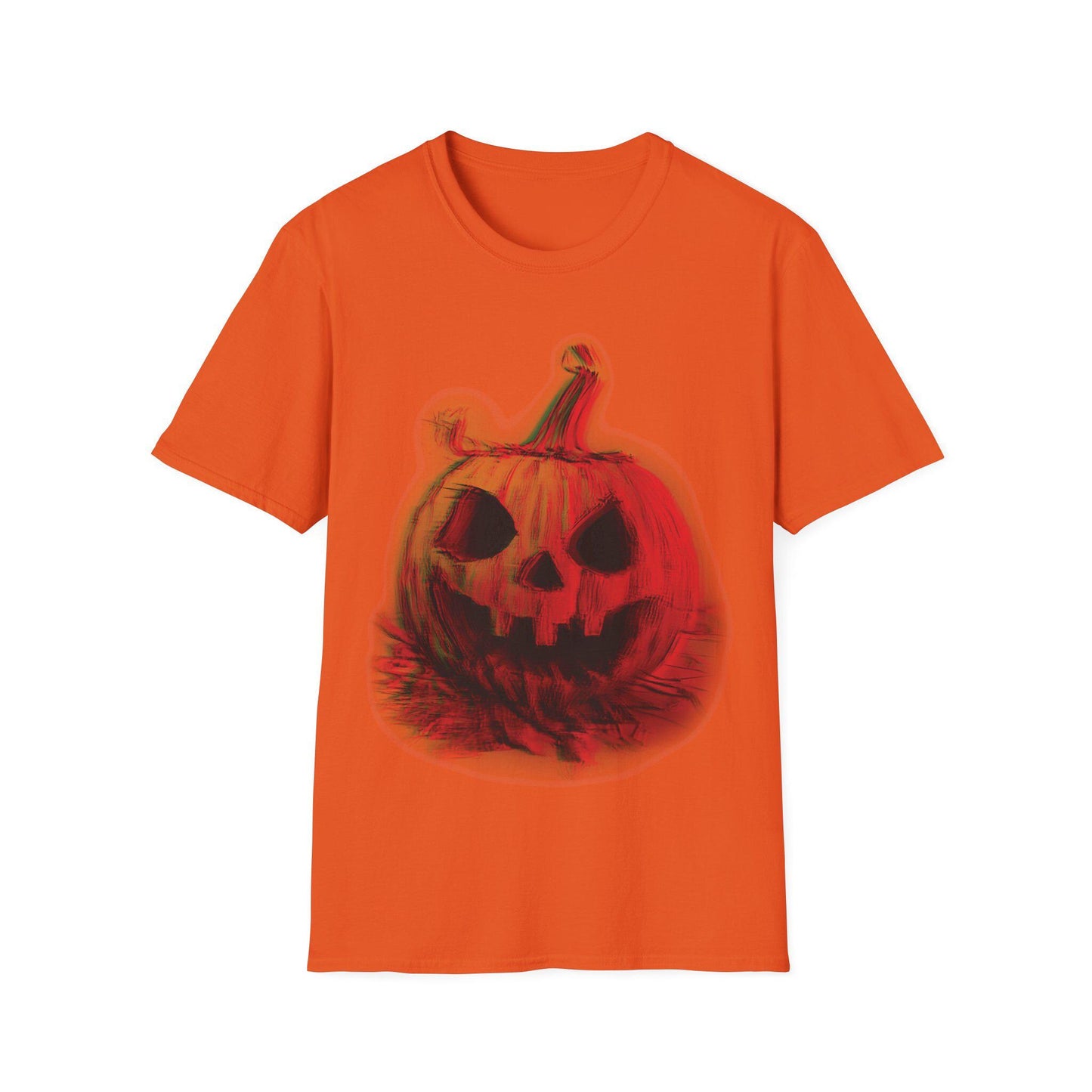 Anaglyph Pumpkin T-Shirt - Creepy Halloween Cotton Tee - Bold Graphic Shirt for Halloween Lovers! Creepy and A bit off for fall.