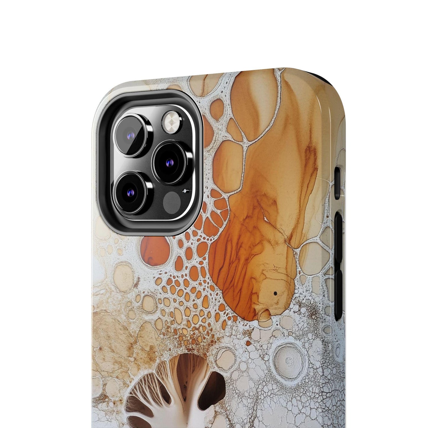 Abstract Fungal Inspired Phone Cases, Tough Samsung iPhone Cover, White Orange Brown Art Design