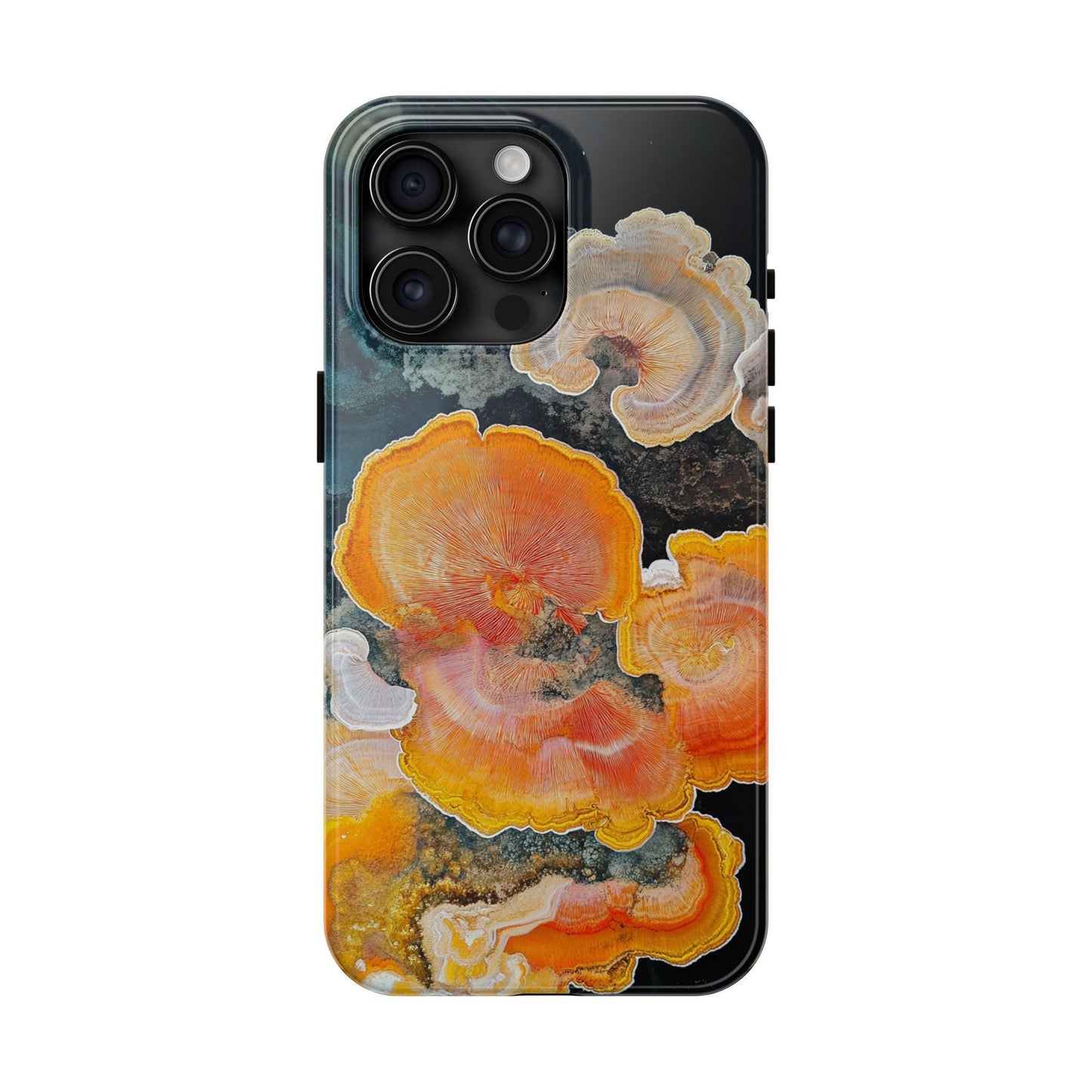 Abstract Fungal Inspired Phone Cases, Tough Samsung iPhone Cover, Yellow Blue Orange Art Design