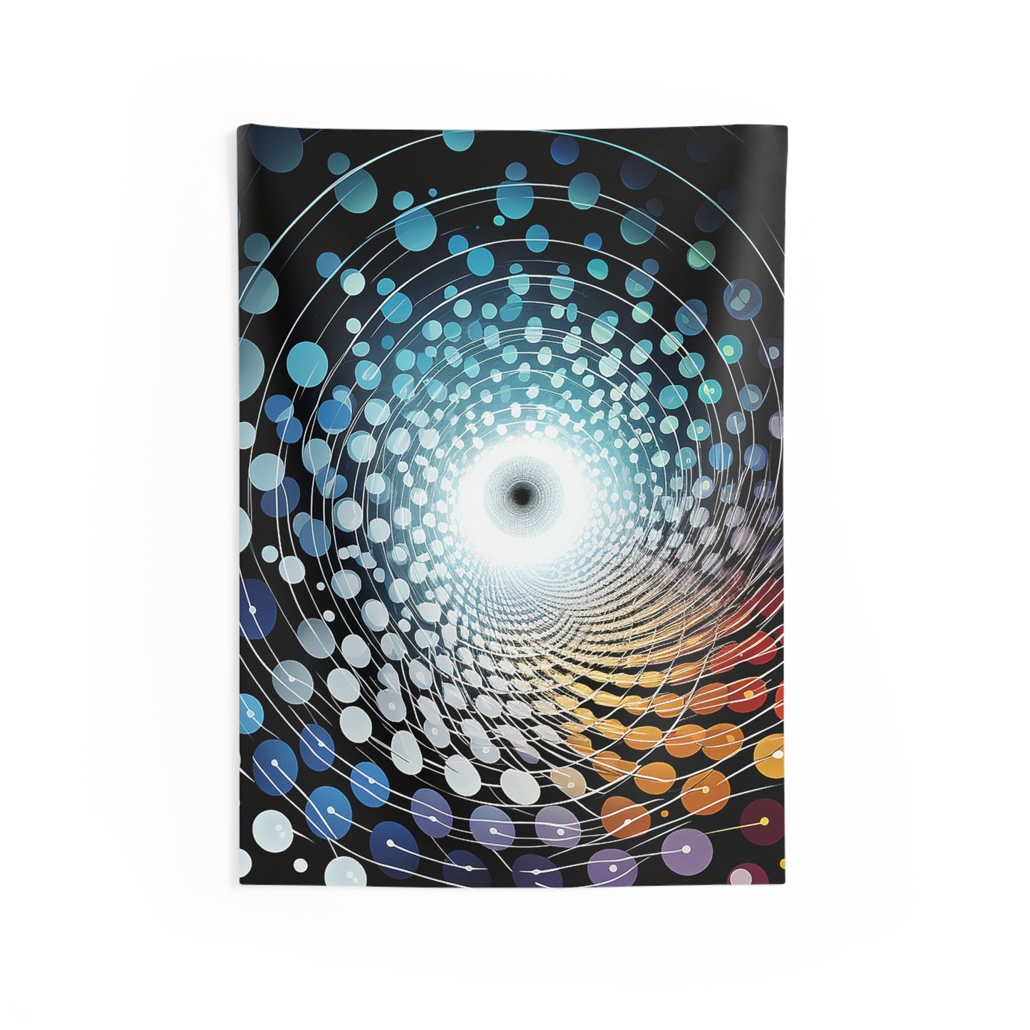 Trippy Spiral Black Hole Indoor Wall Tapestries for all your Smoker Friends. Unique AI Art designs for your dorm or chillout rooms.