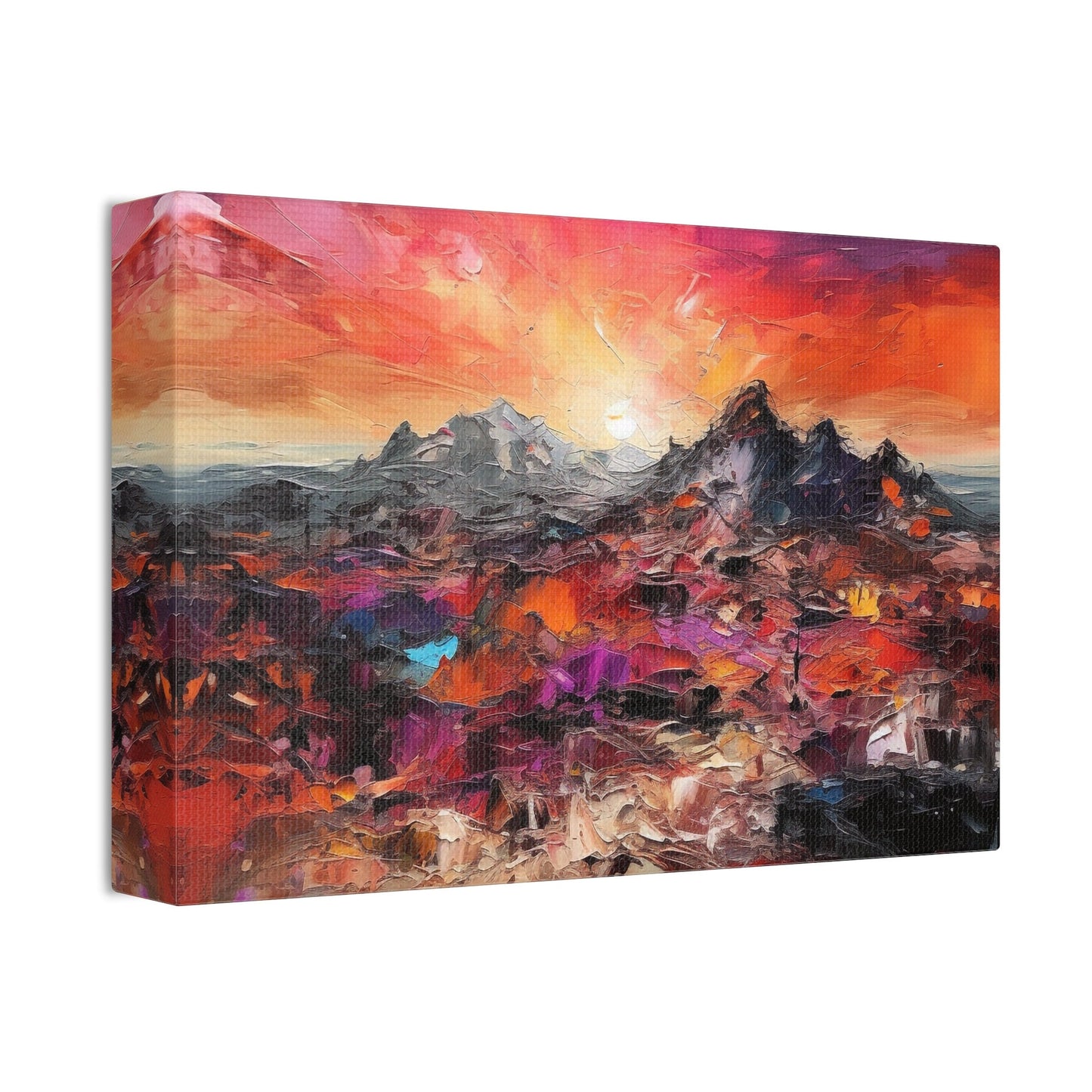 Vibrant Abstract Desert Sunset Wall Art | Canvas Print for Home Decor. Organic Texture Painting, Modern Chic Artwork. Dorm or Apartment Art.