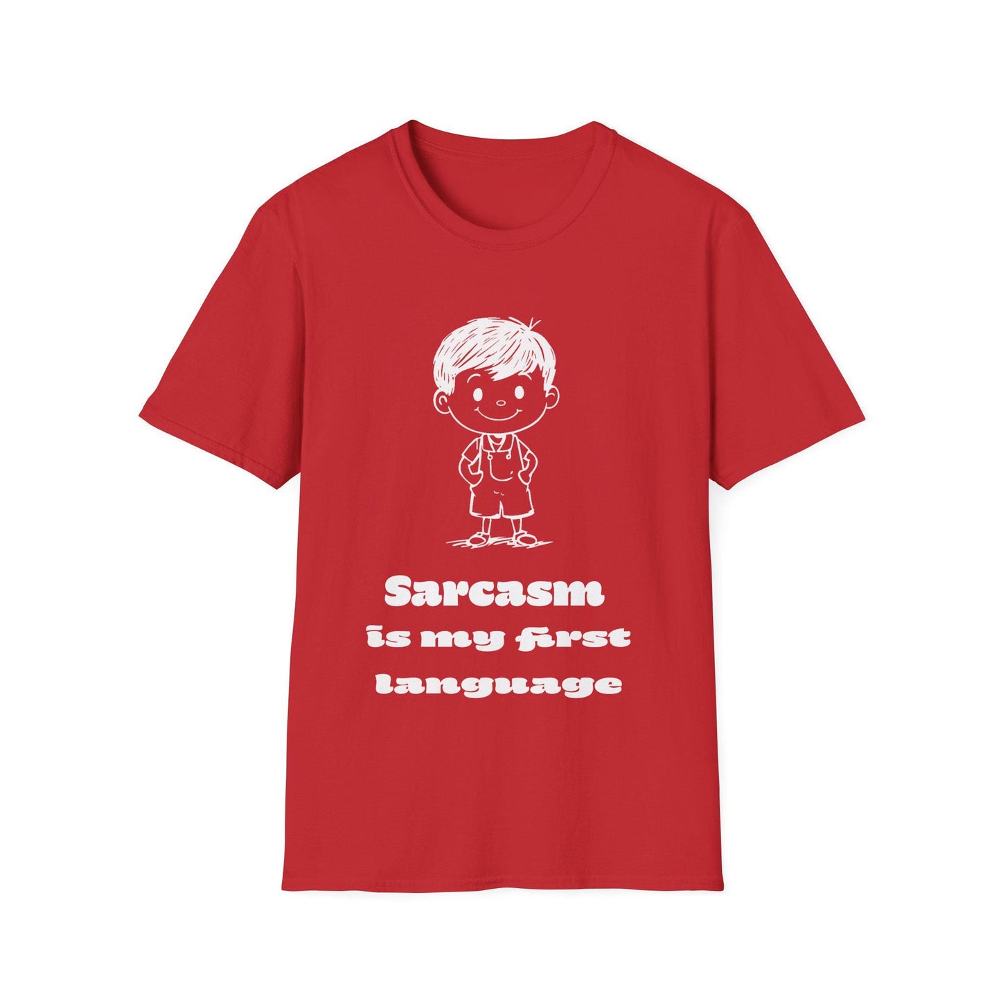 Cartoon Kid Unisex Softstyle T-Shirt, Sarcasm Is My First Language, Funny Graphic Tee, Sarcastic Shirt, Humor Top, Gift for Joke Lovers