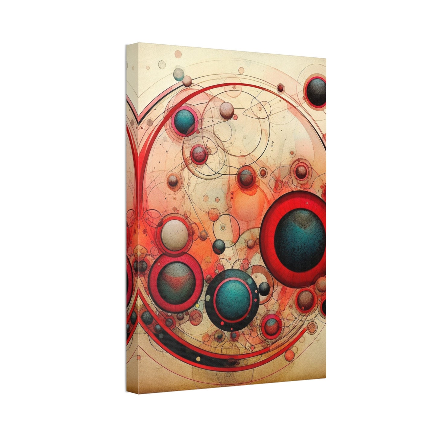 Unique wall art for college apartments or new homes | Abstract Red and Blue Circles on Weathered Canvas in the Style of Wassily Kandinsky