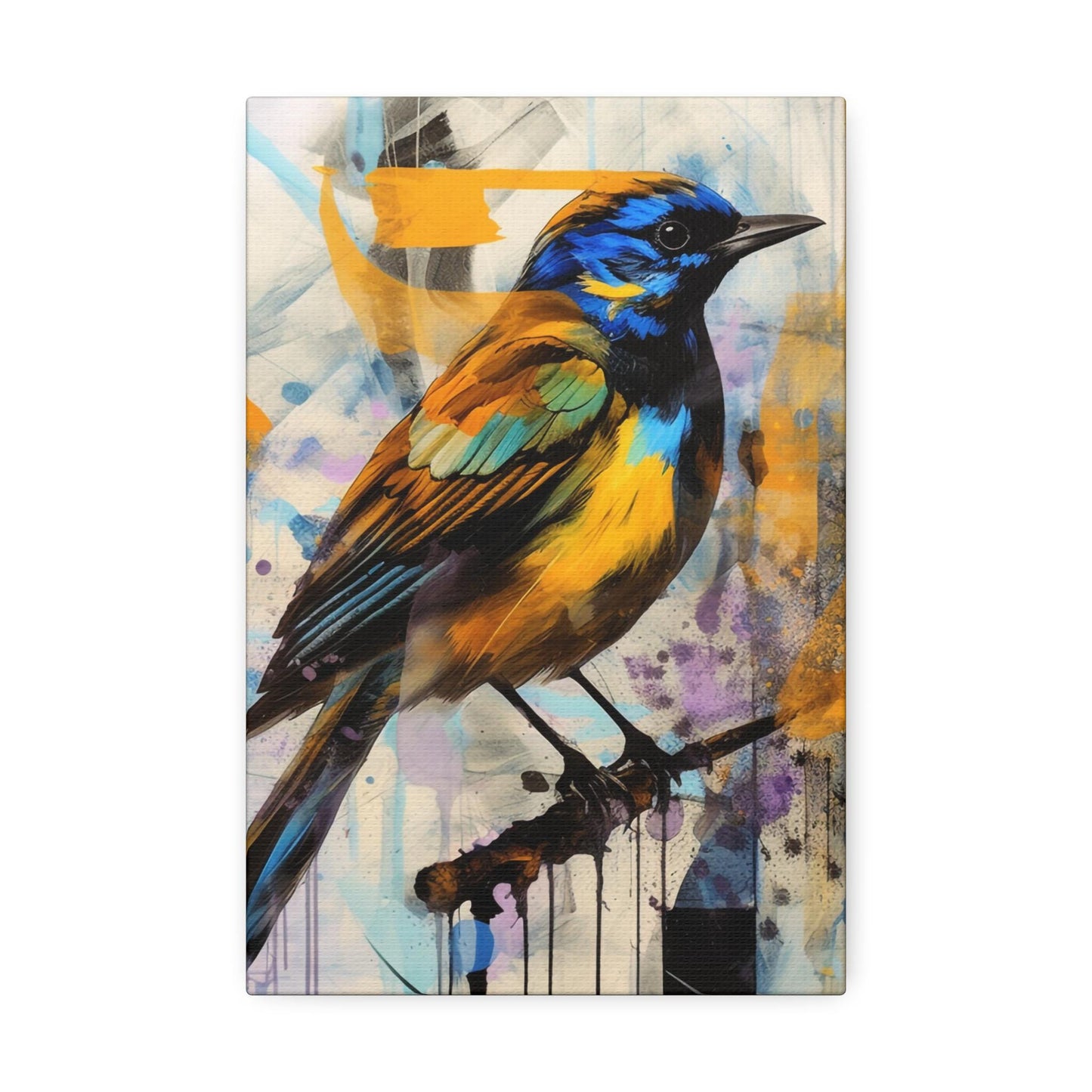 Canvas Stretched, Yellow Bird Painting, Abstract Artwork, Wall Decor, Home Gift, Bird Lover Gift, Nature Lover Gift, Wildlife Art
