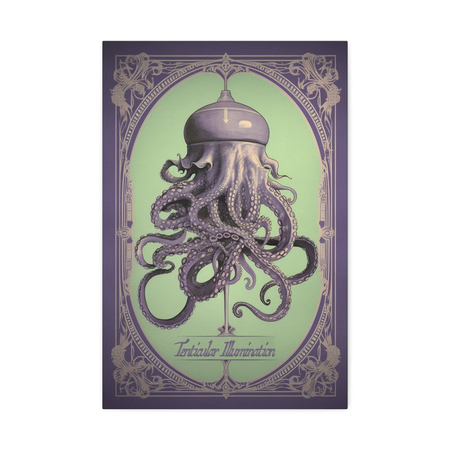 Unique College Dorm or New Apartment Wall Art | Art Nouveau liquor advertisement style print for an octopus light.  Ai generated.