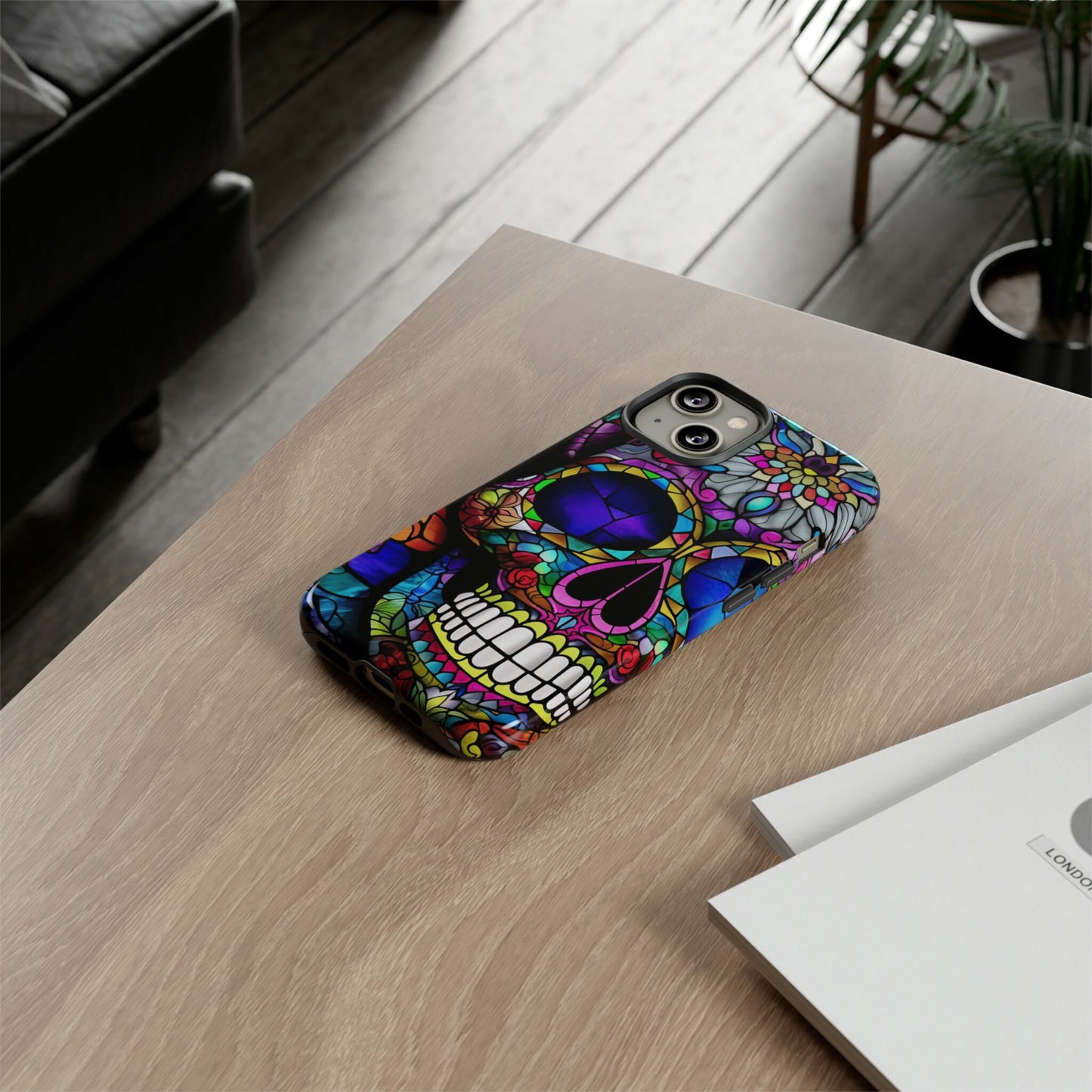 Perfect gift for the person that has it all. Help them stand out with this Stained Glass Sugar Skull (#1) iphone Tough Case. 4 Artists.