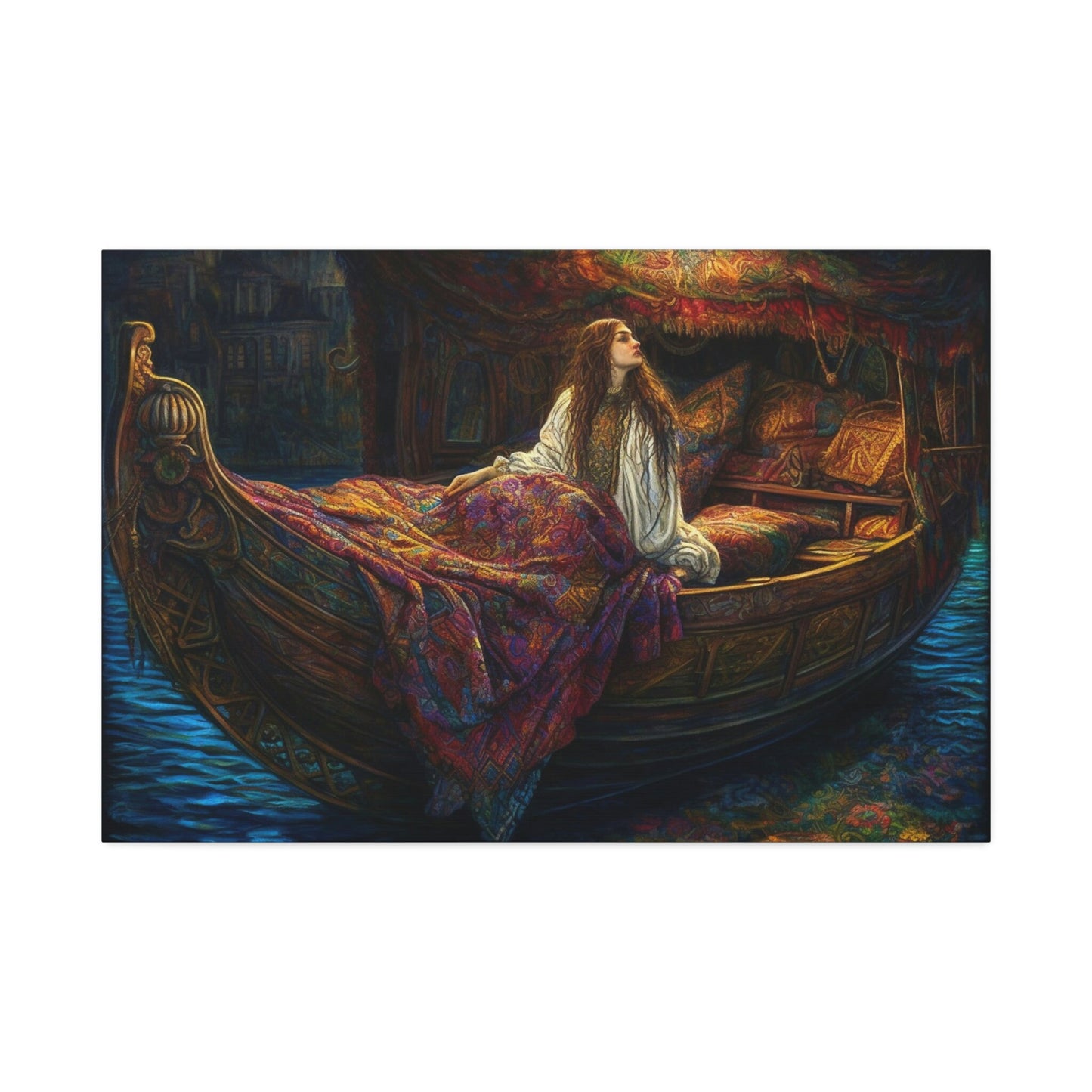Unique wall art for college apartments or new homes | Reimagined Representation of The Lady Of Shallot by John William Waterhouse