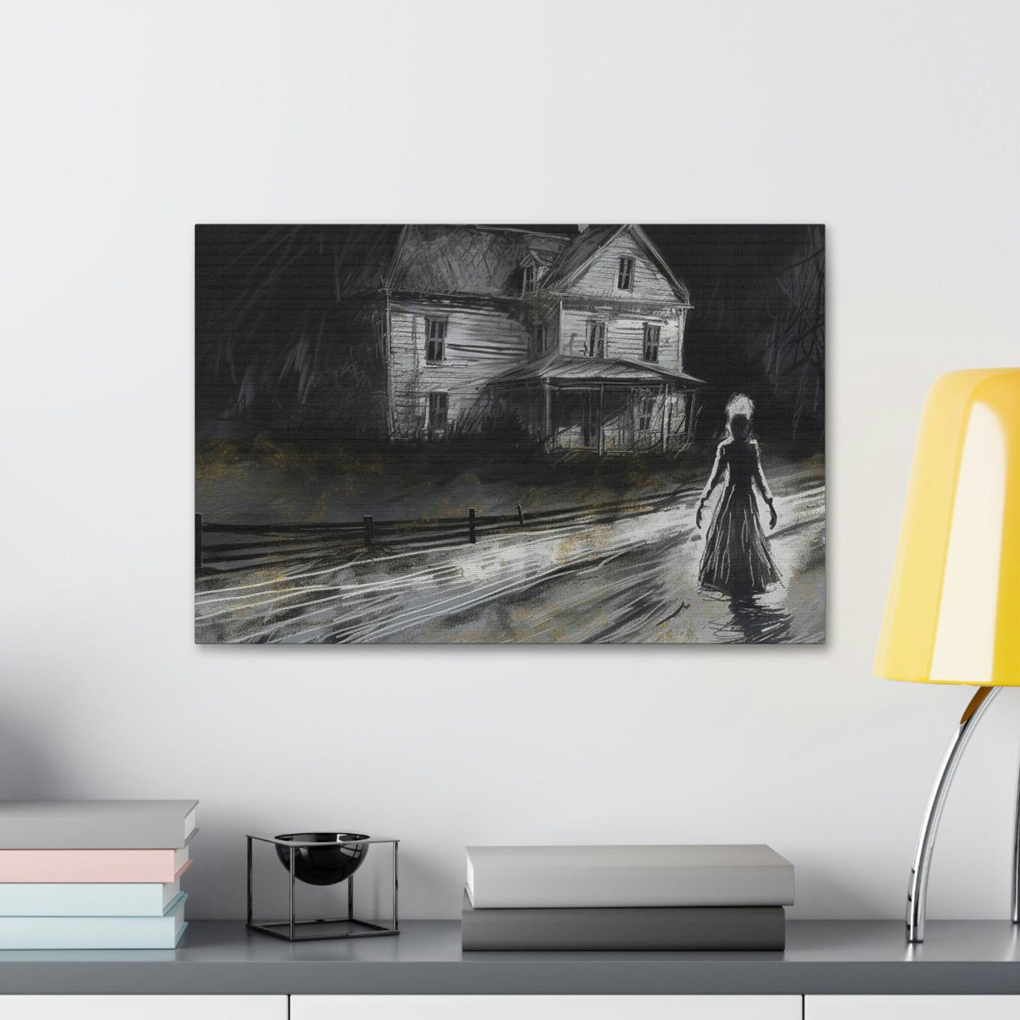 Haunting Charcoal and Pastel Sketch of a Slender Dark Woman on a Lonely Path | Ai Art