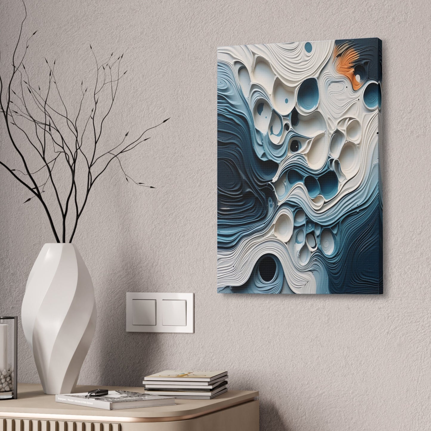 Abstract Blue and White 3D Paper Art - Modern Wall Decor - Unique Geometric Design - Contemporary Home Decor