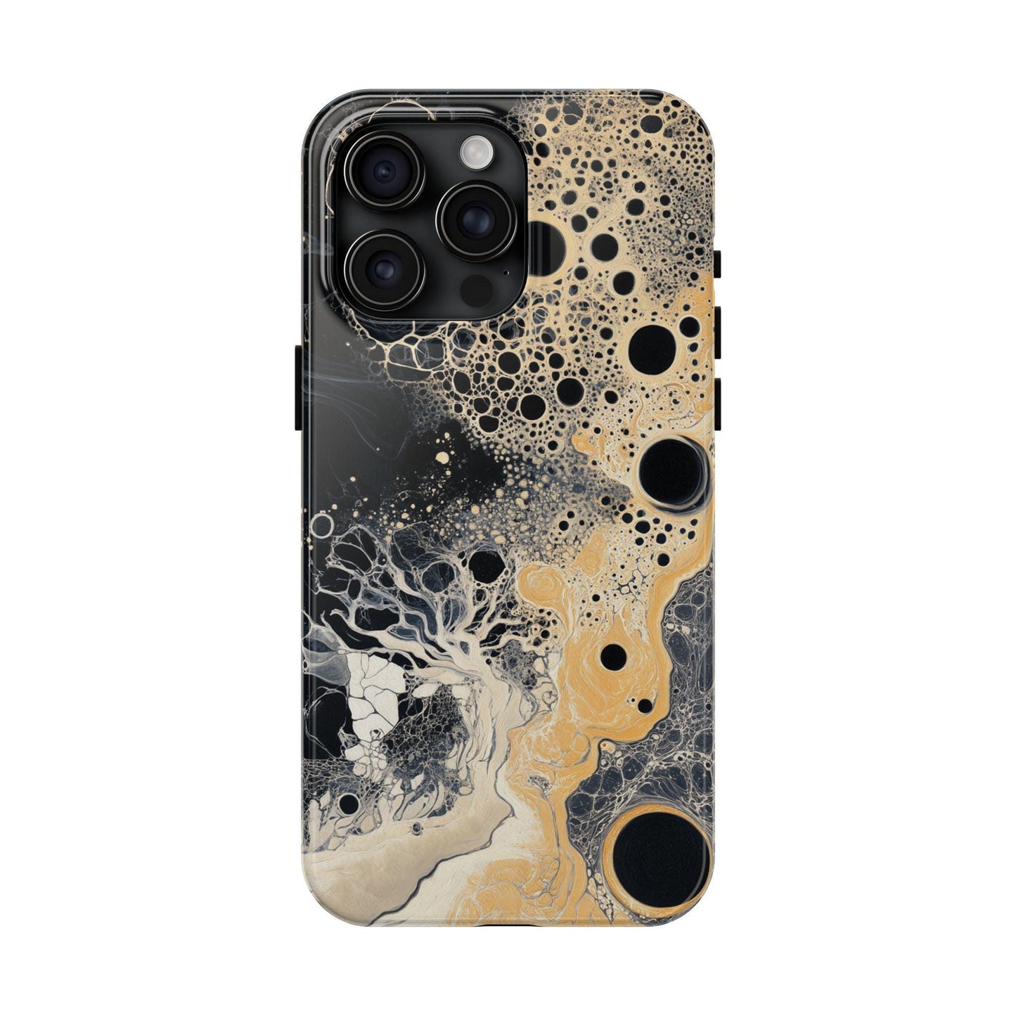 Abstract Fungal Inspired Phone Cases, Tough Samsung iPhone Cover, Black Yellow Art Design