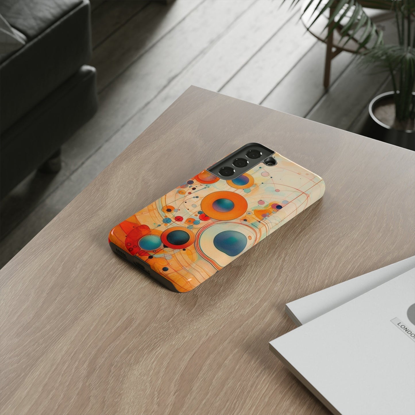 Abstract Orange, Red, and Blue Circles like Kandinsky Samsung and Google phone Tough Case | Ai Art