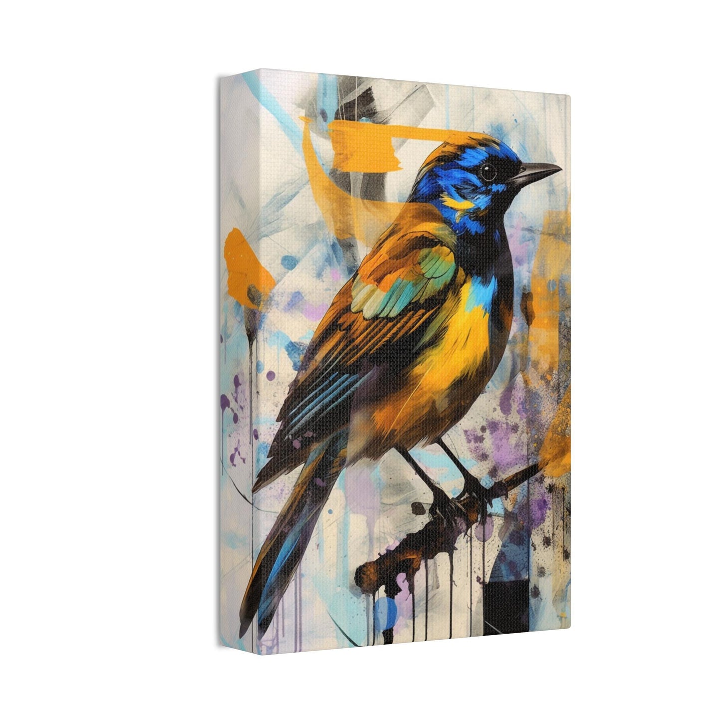 Canvas Stretched, Yellow Bird Painting, Abstract Artwork, Wall Decor, Home Gift, Bird Lover Gift, Nature Lover Gift, Wildlife Art