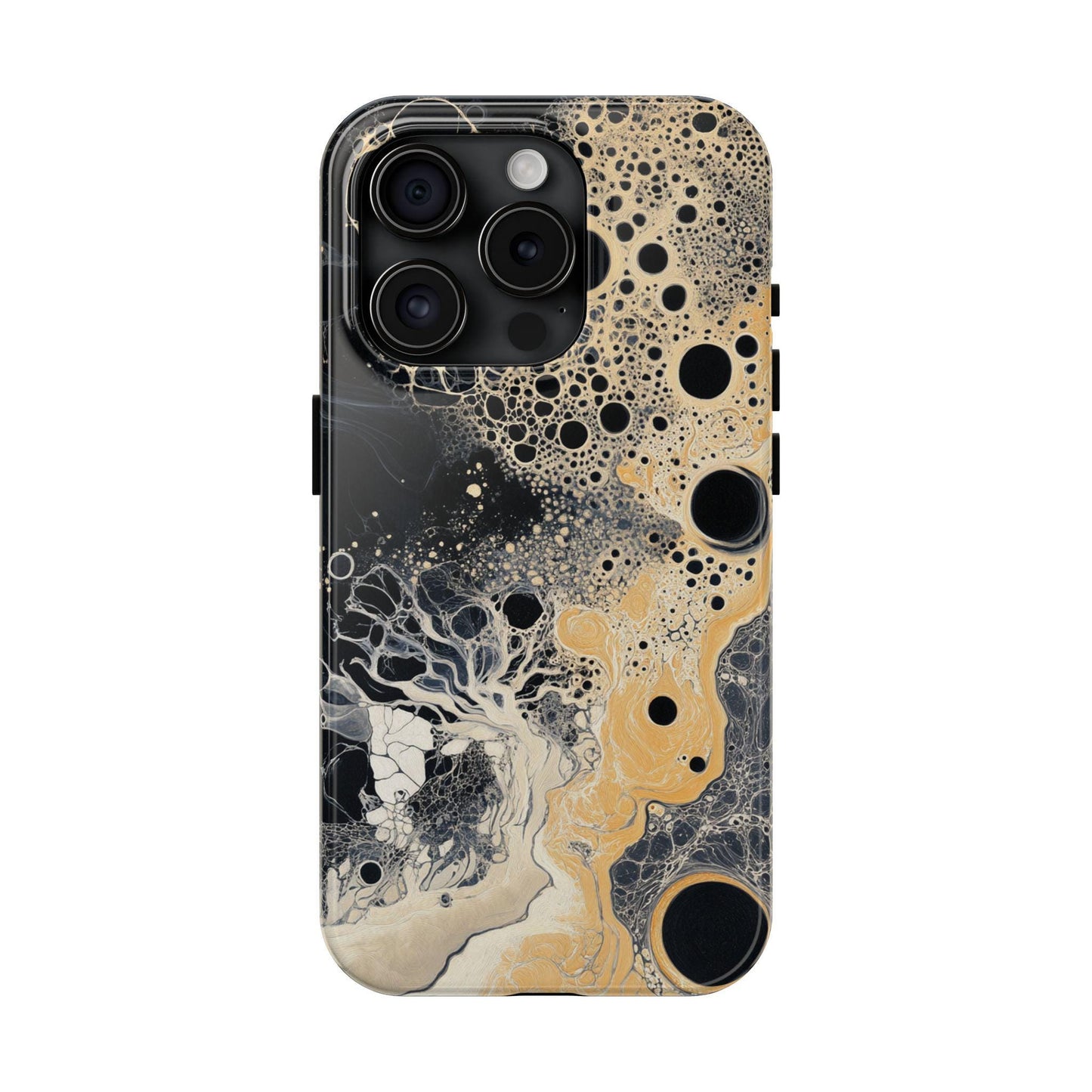 Abstract Fungal Inspired Phone Cases, Tough Samsung iPhone Cover, Black Yellow Art Design