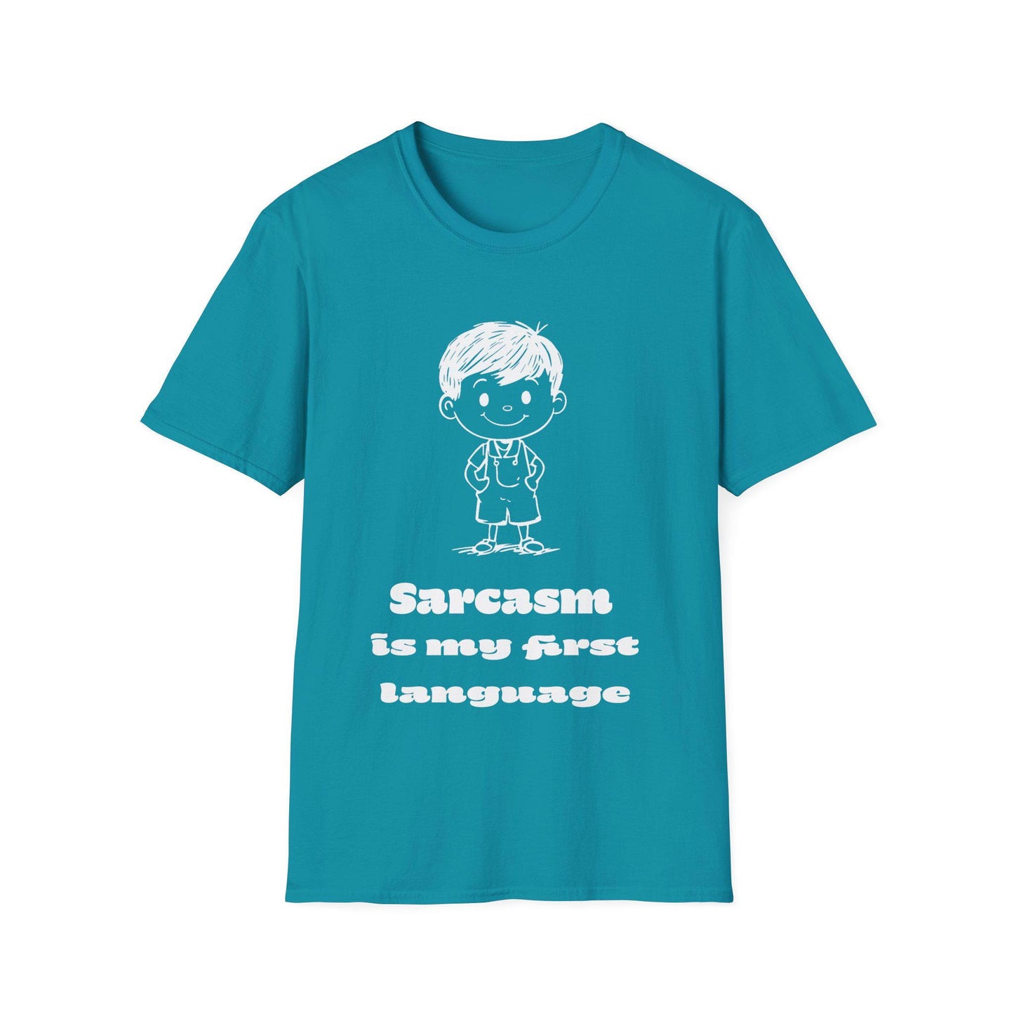Cartoon Kid Unisex Softstyle T-Shirt, Sarcasm Is My First Language, Funny Graphic Tee, Sarcastic Shirt, Humor Top, Gift for Joke Lovers