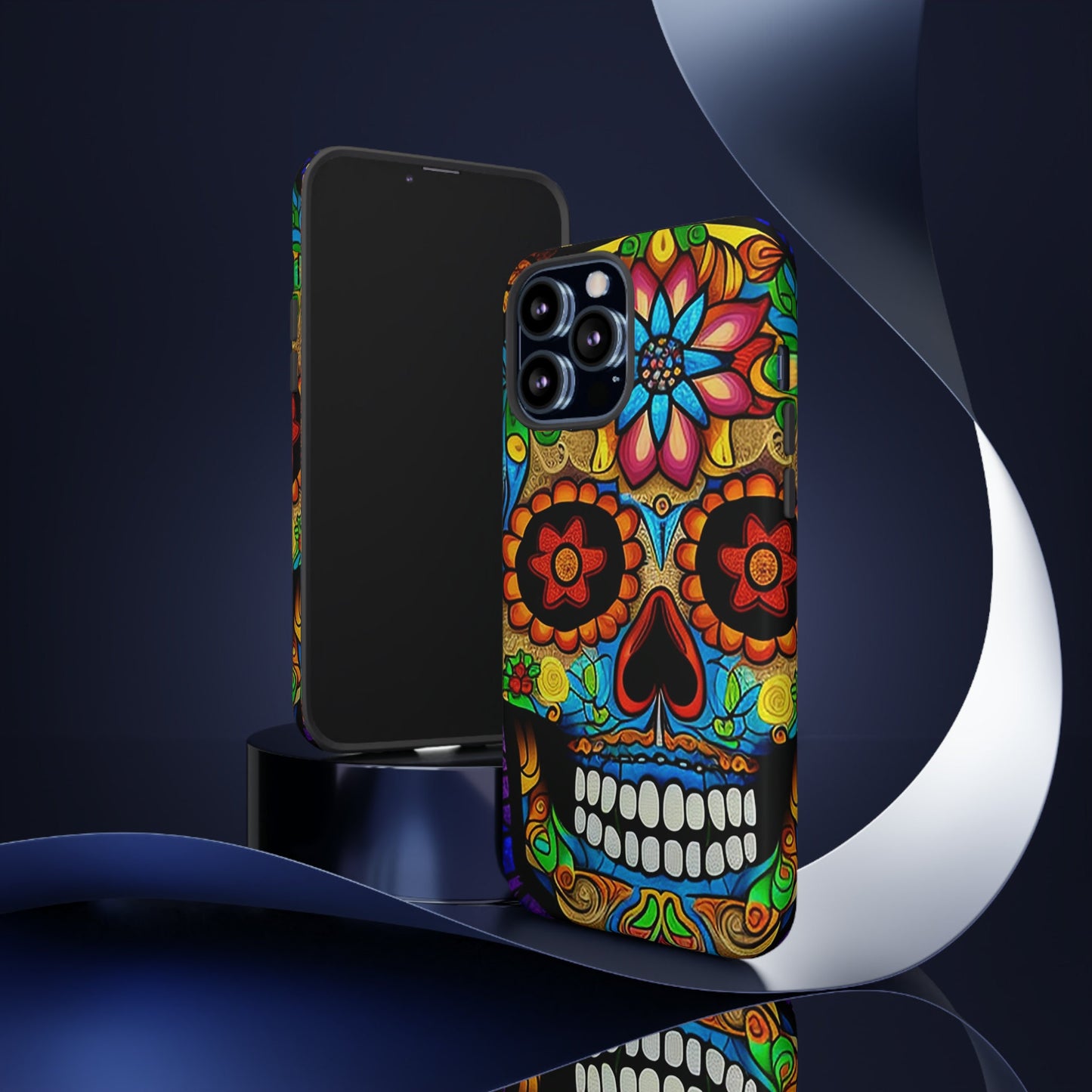 Perfect gift for the person that has it all. Help them stand out with this Stained Glass Sugar Skull (#2) iphone Tough Case. 4 Artists.