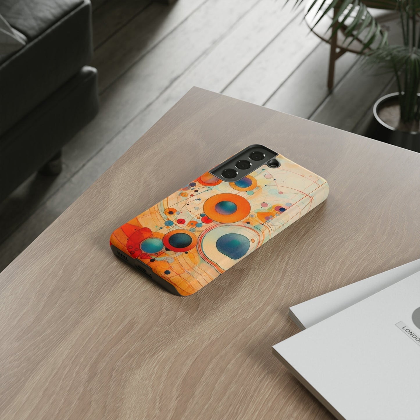 Abstract Orange, Red, and Blue Circles like Kandinsky Samsung and Google phone Tough Case | Ai Art