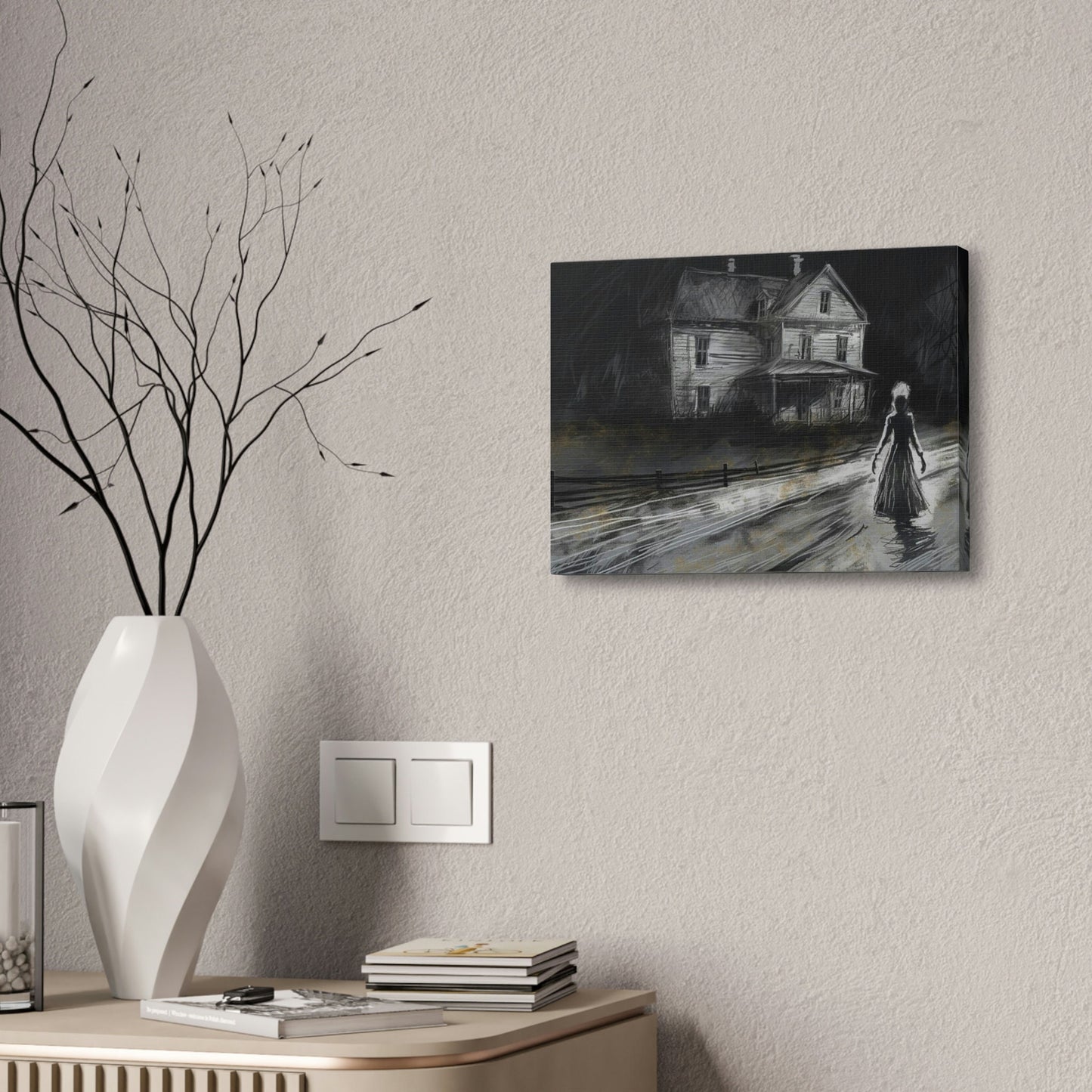 Haunting Charcoal and Pastel Sketch of a Slender Dark Woman on a Lonely Path | Ai Art