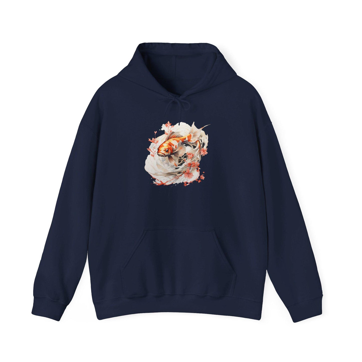 Unisex Heavy Blend™ Hooded Sweatshirt: Koi Fish Hoodie with Floral Design | Cozy Unisex Sweatshirt | Japanese Inspired Apparel