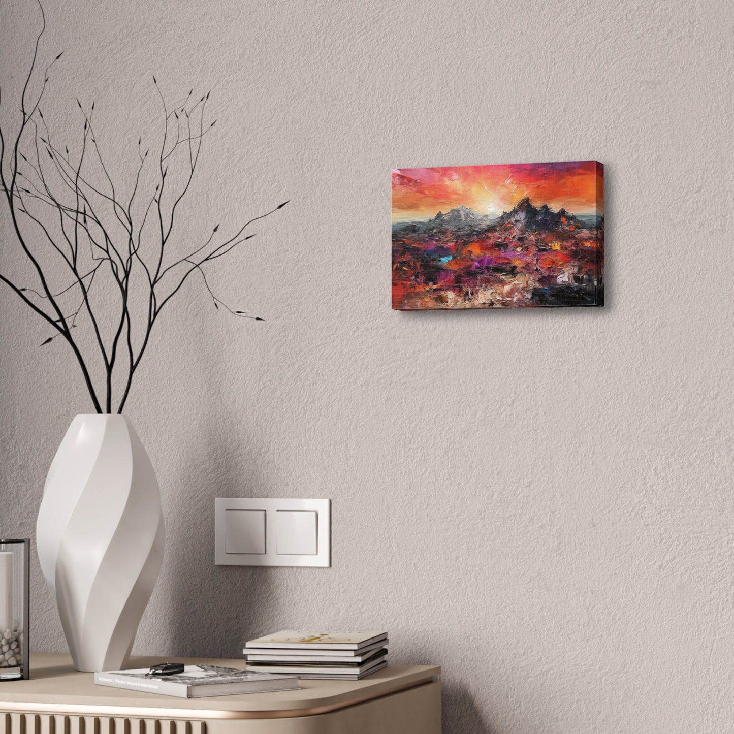 Vibrant Abstract Desert Sunset Wall Art | Canvas Print for Home Decor. Organic Texture Painting, Modern Chic Artwork. Dorm or Apartment Art.