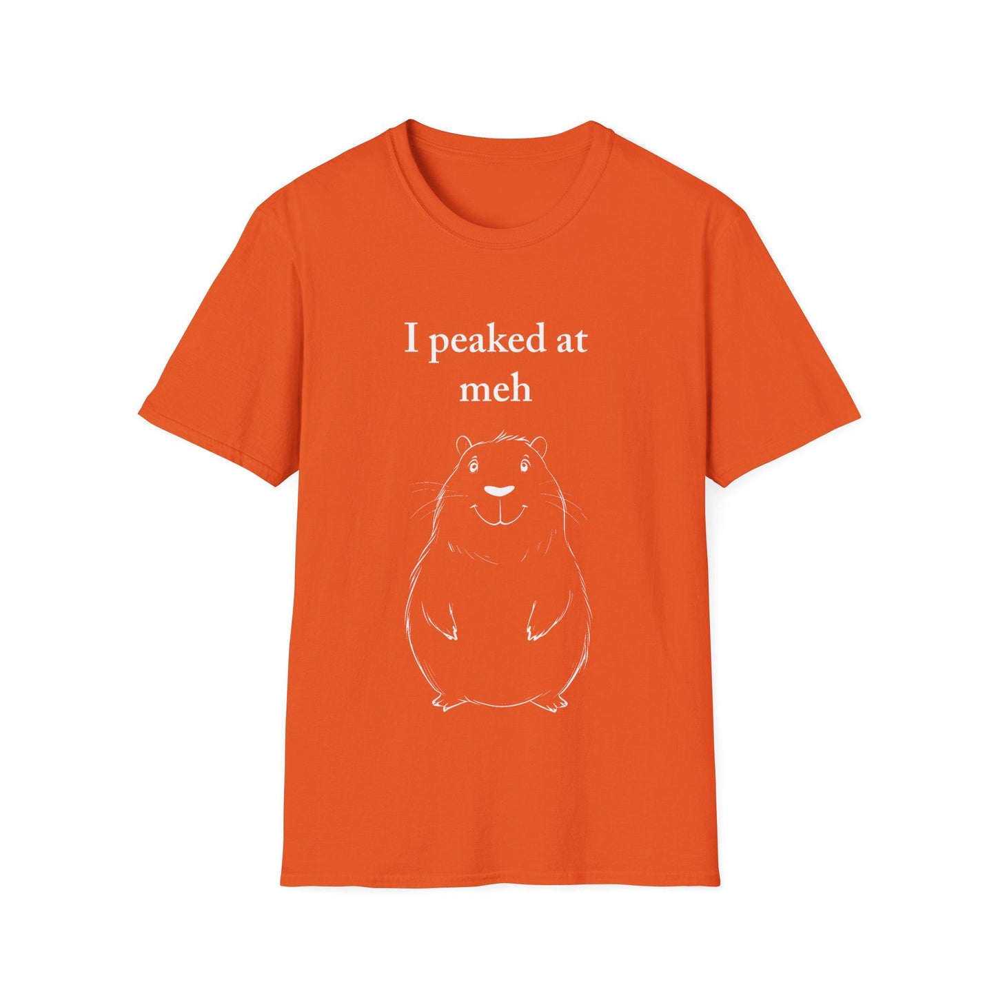 Capybara Line Drawing Unisex T-Shirt, Meh Graphic Tee, Sarcastic Cute Animal Quote, Simple Wildlife Top, Funny Clothing