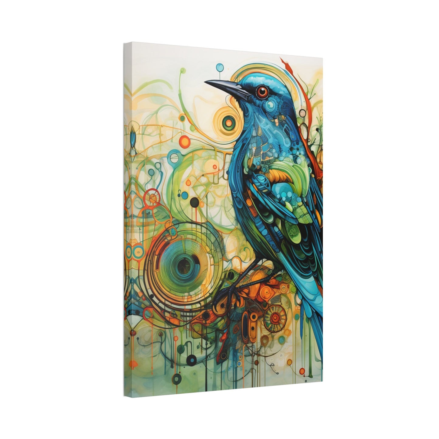 Unique College Dorm or New Apartment Wall Art | Abstract print of a Blue and Green Bird. Ai generated digital painting.