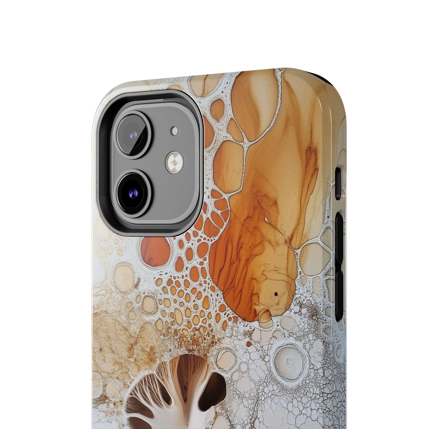 Abstract Fungal Inspired Phone Cases, Tough Samsung iPhone Cover, White Orange Brown Art Design
